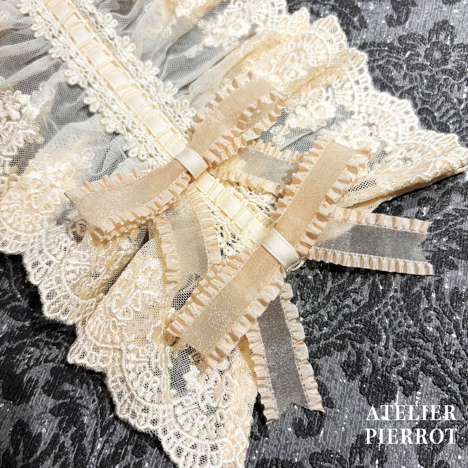 【ATELIER PIERROT】 Mystic Ribbon Lattice HeadDress アイボリー/ ボルドー/ネイビー/ブラック