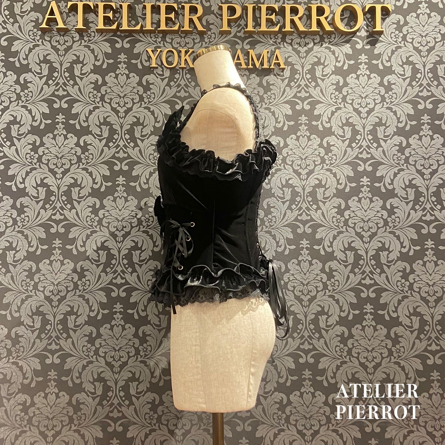 【ATELIER PIERROTAdenophora 레이스 업 Camisole Bordeaux/Navy/Black★10 월 초에서 중순까지 출시 될 예정입니다★