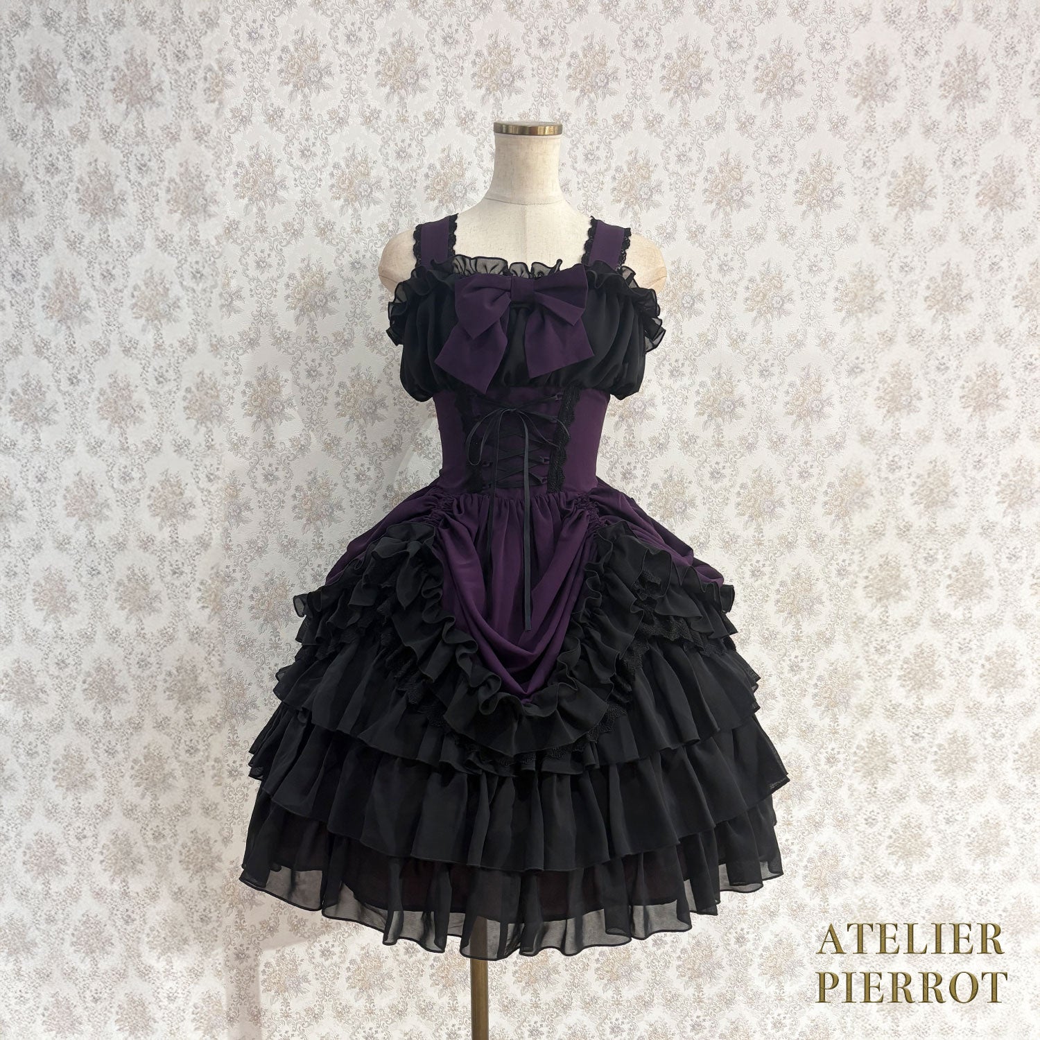 【ATELIER PIERROT】 Eternal Waltz Jumper Skirt ホワイト/ボルドー/パープル/ネイビー/ブラック×ホワイト/ブラック