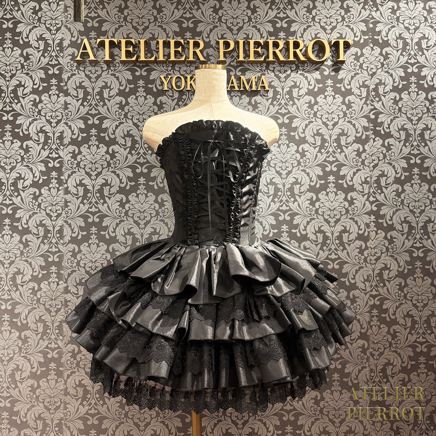 【ATELIER PIERROT】 Vestido mini corsé, blanco/rosa/saxofón/púrpura/verde/azul marino/negro x blanco/negro★Período de pedido hasta el domingo 5 de octubre★