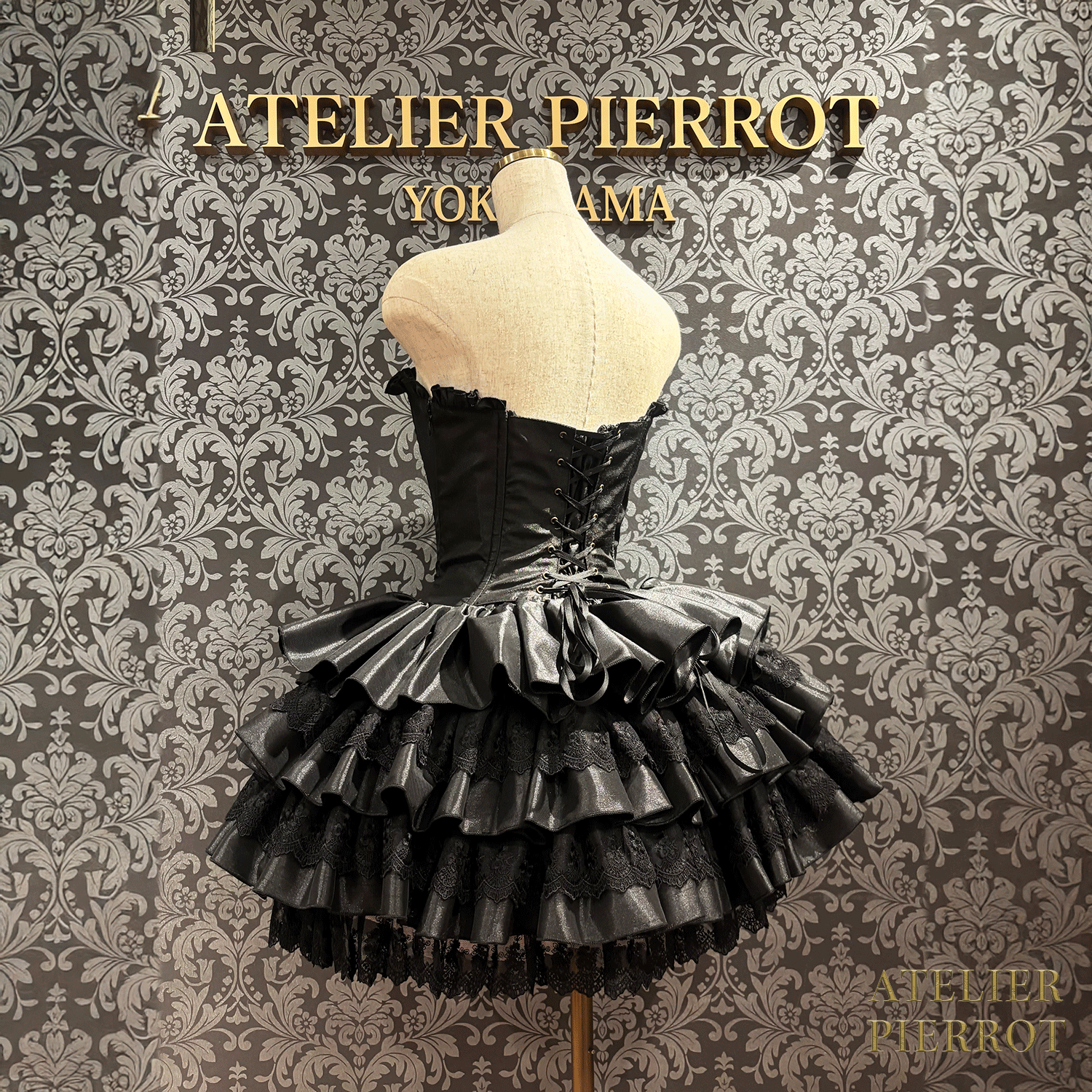 【ATELIER PIERROT】 ミニコルセットワンピース ホワイト/ピンク/サックス/パープル/グリーン/ネイビー/ブラック×ホワイト/ブラック