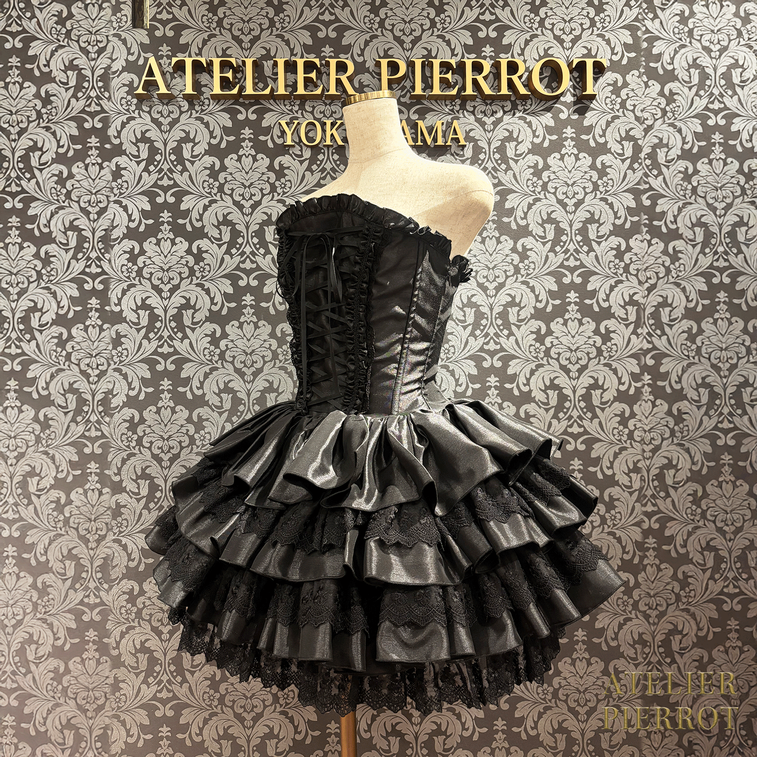 【ATELIER PIERROT】 ミニコルセットワンピース ホワイト/ピンク/サックス/パープル/グリーン/ネイビー/ブラック×ホワイト/ブラック