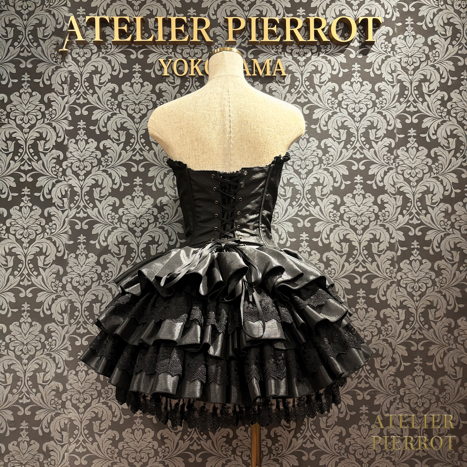 【ATELIER PIERROT】 ミニコルセットワンピース ホワイト/ピンク/サックス/パープル/グリーン/ネイビー/ブラック×ホワイト/ブラック