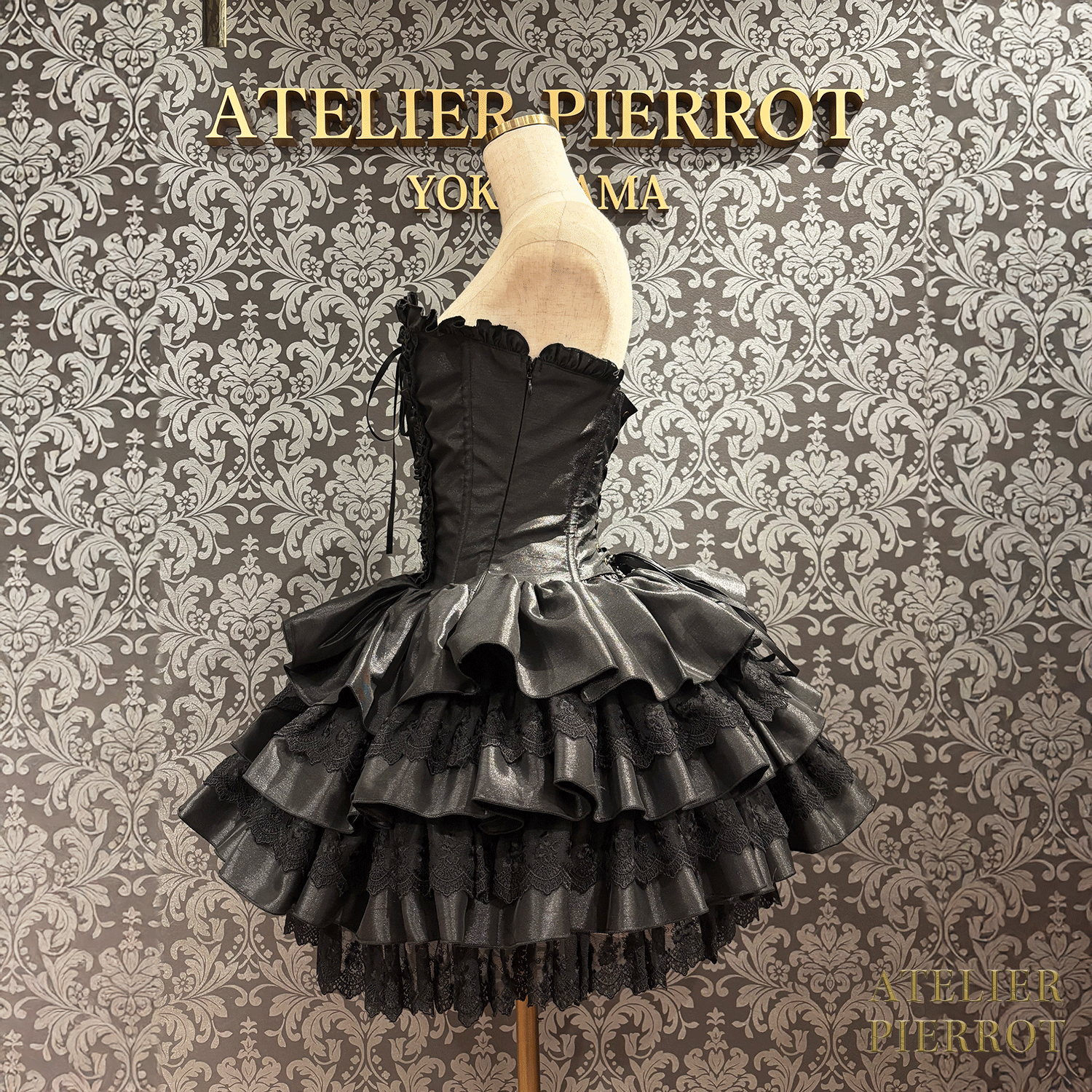 【ATELIER PIERROT】 Vestido mini corsé, blanco/rosa/saxofón/púrpura/verde/azul marino/negro x blanco/negro★Período de pedido hasta el domingo 5 de octubre★