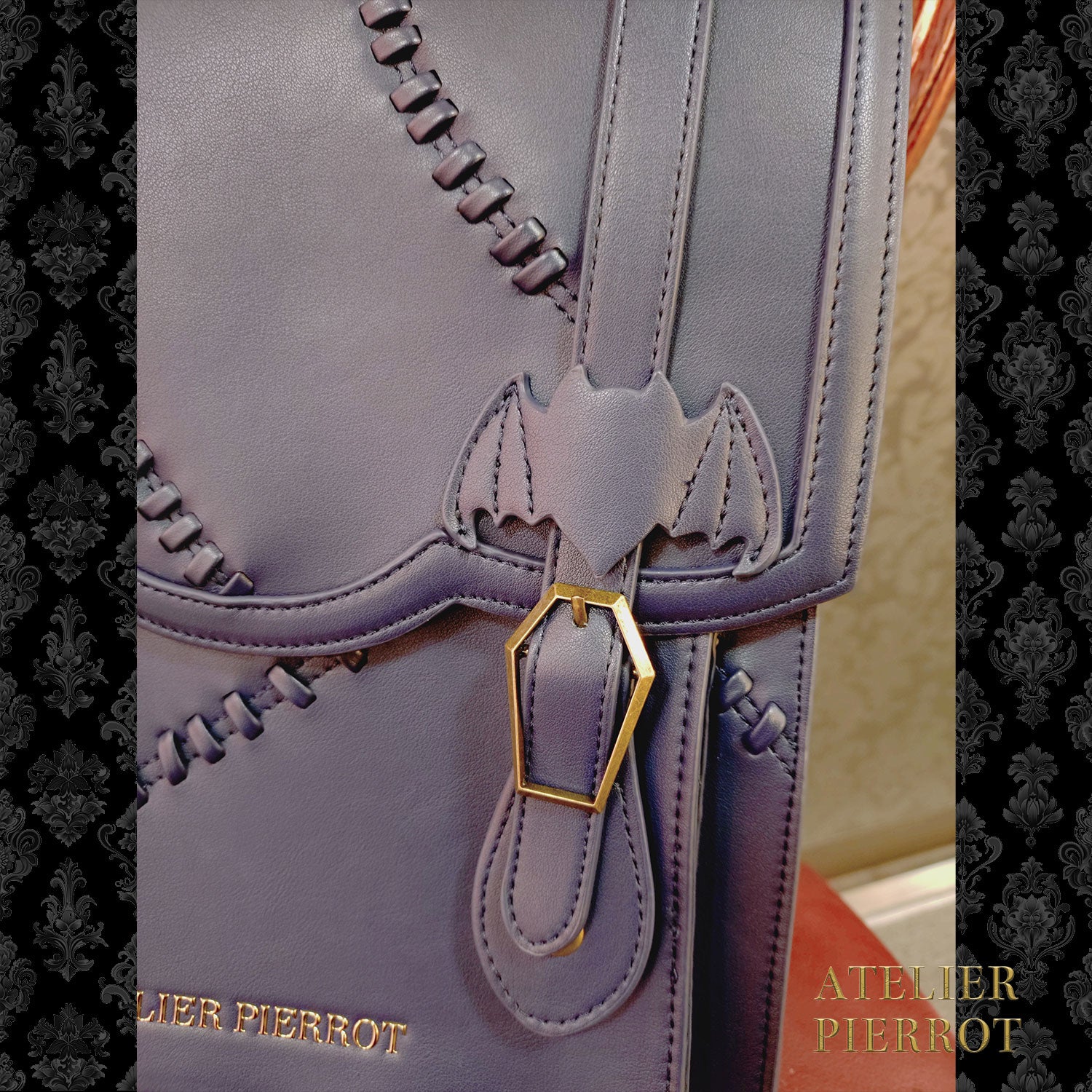 【ATELIER PIERROT】 “Nocturnal Grave”Mended Satchel ボルドー/ネイビー/ブラック