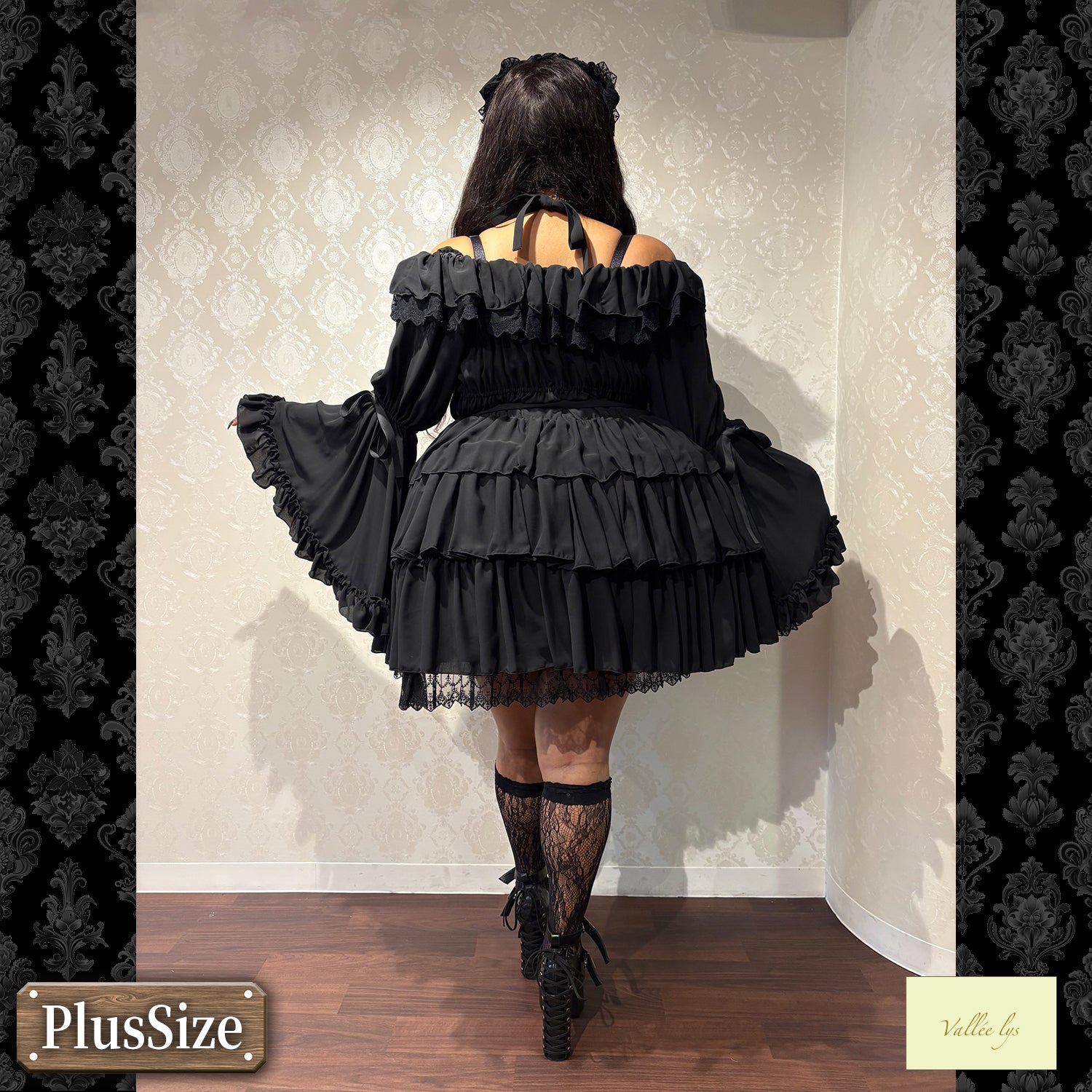 【Vallée lys】ヴァレリス ★ご予約受付中★ CoquelicotDress ホワイト/ボルドー/パープル/ネイビー/ブラック プラスサイズ