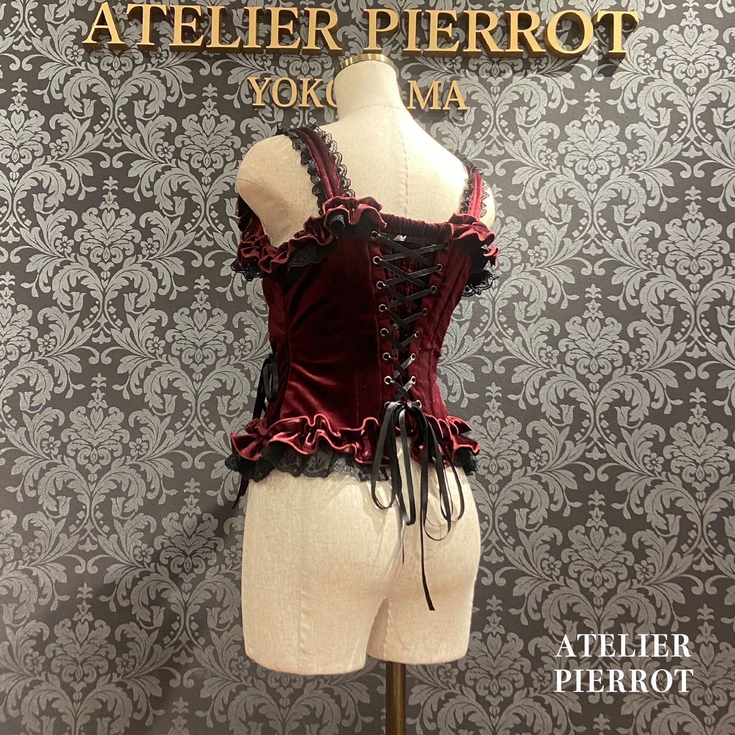 【ATELIER PIERROTAdenophora 레이스 업 Camisole Bordeaux/Navy/Black★10 월 초에서 중순까지 출시 될 예정입니다★