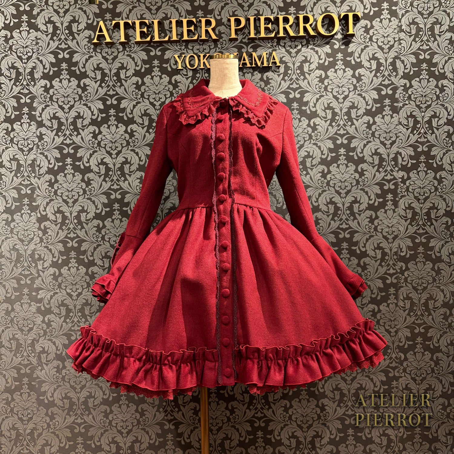 【ATELIER PIERROT】 Fleur d'Hiver Coat White/Bordeaux/Navy/Black★Released from late October to early November★