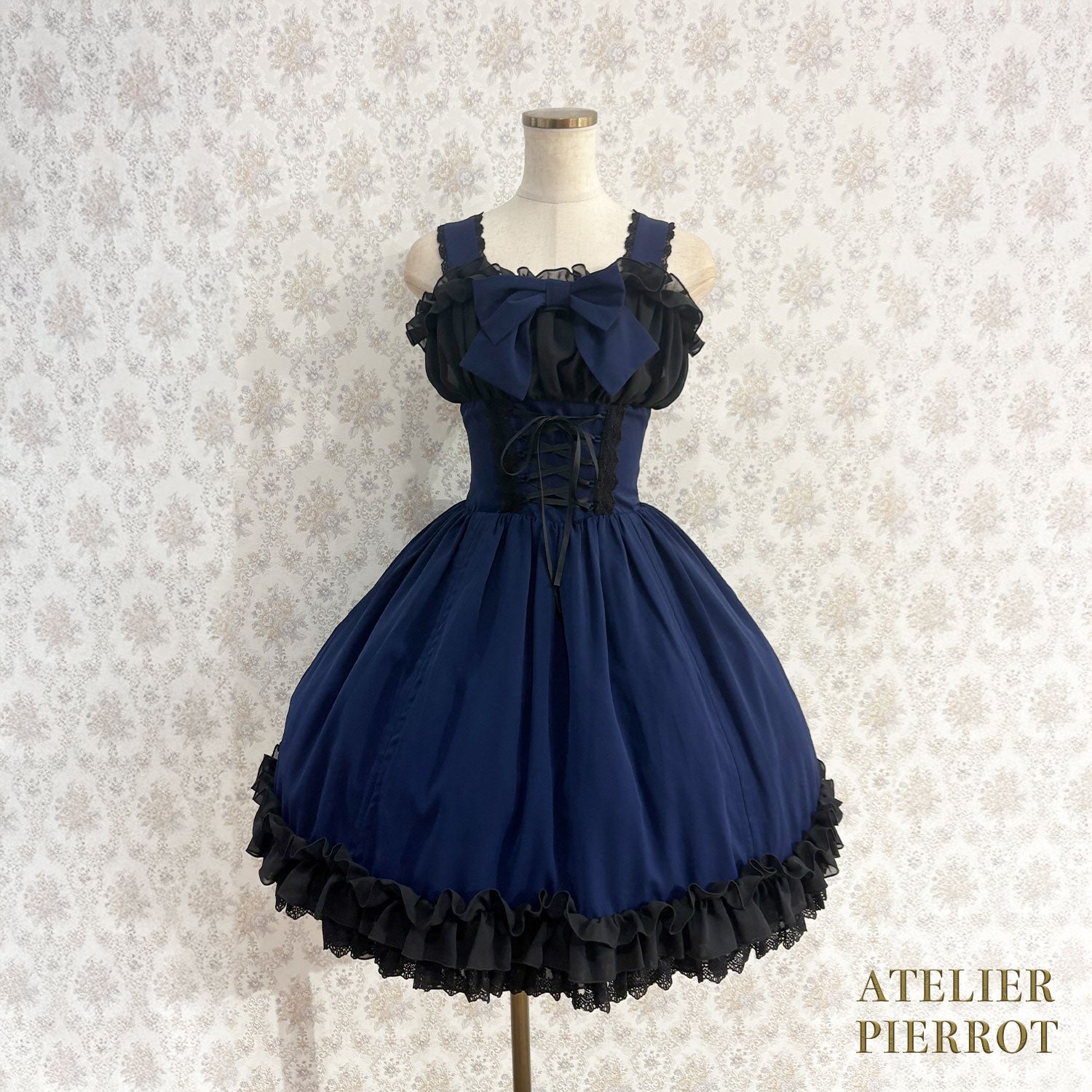 【ATELIER PIERROT】 Eternal Waltz Jumper Skirt ホワイト/ボルドー/パープル/ネイビー/ブラック×ホワイト/ブラック
