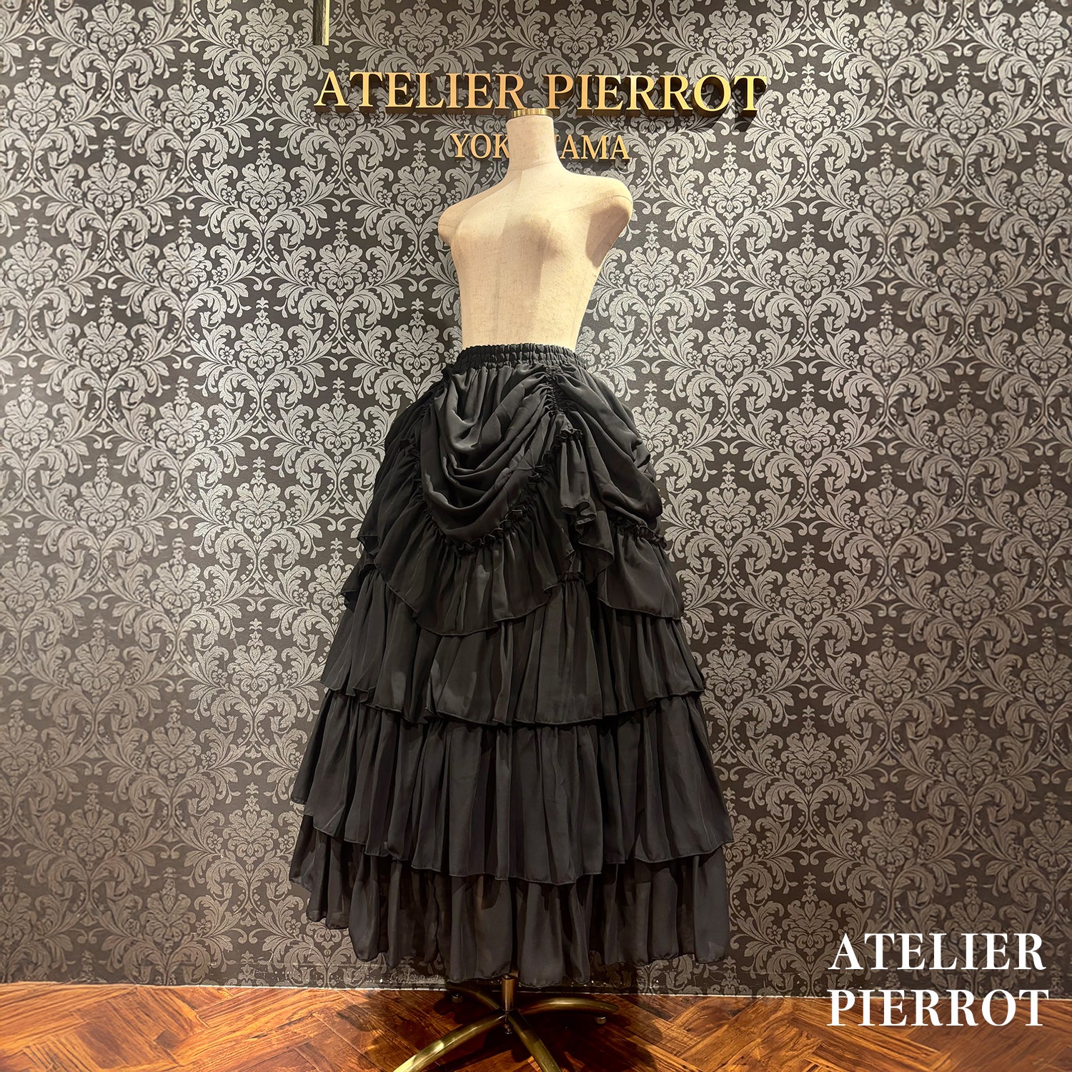 【ATELIER PIERROT】玫瑰裙长白色/波尔多/紫色/黑色