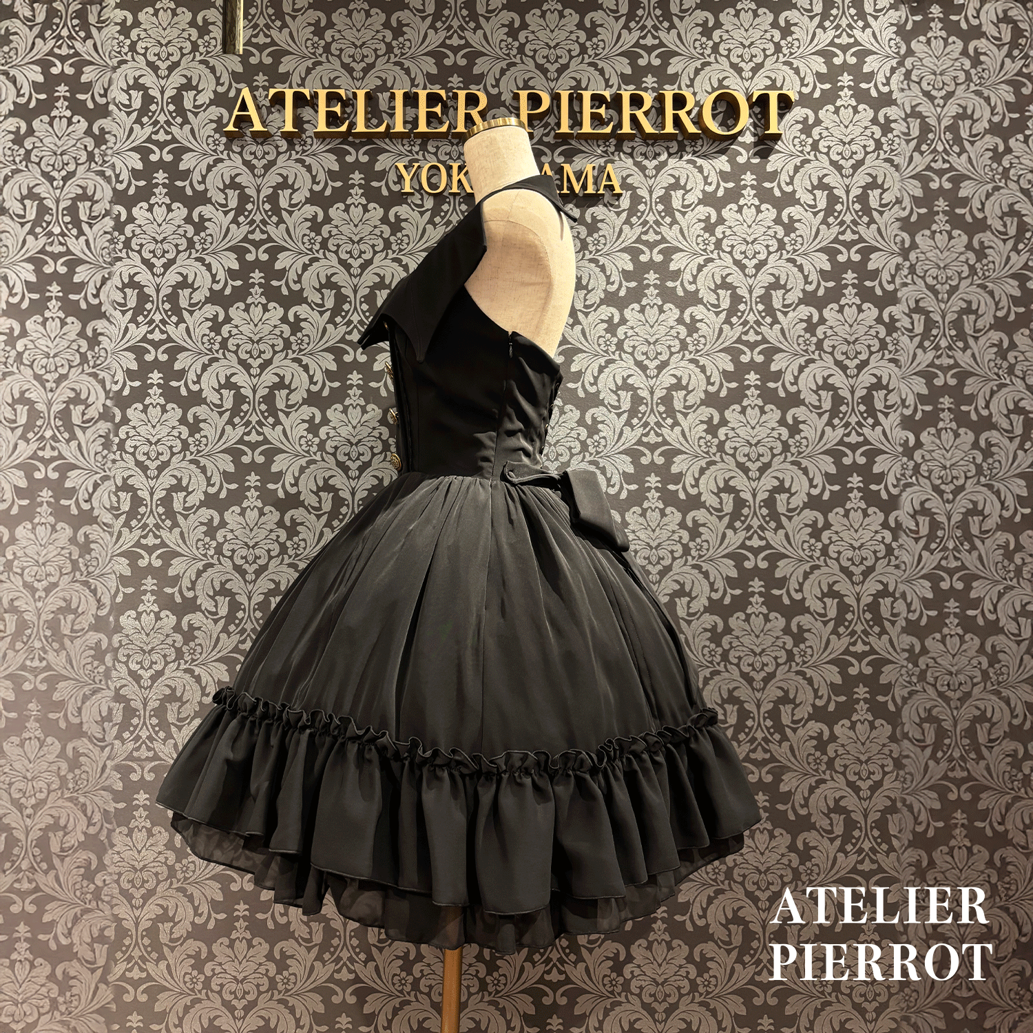 【ATELIER PIERROTBatwing Waltz Dress白色×黑色/波尔多/海蓝色/黑色