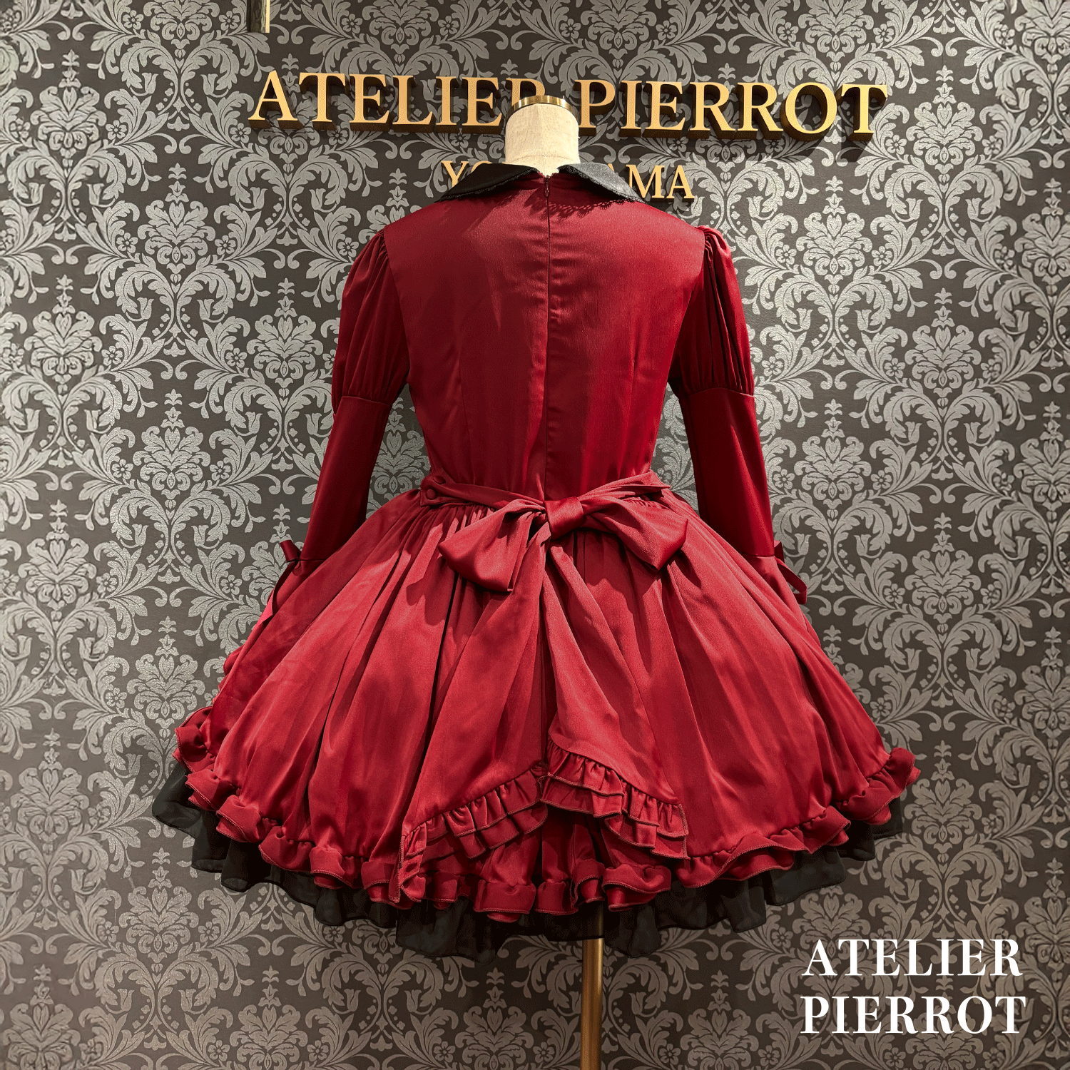 【ATELIER PIERROT】frilly丝带美女连衣裙白色/波尔多/海军/黑色