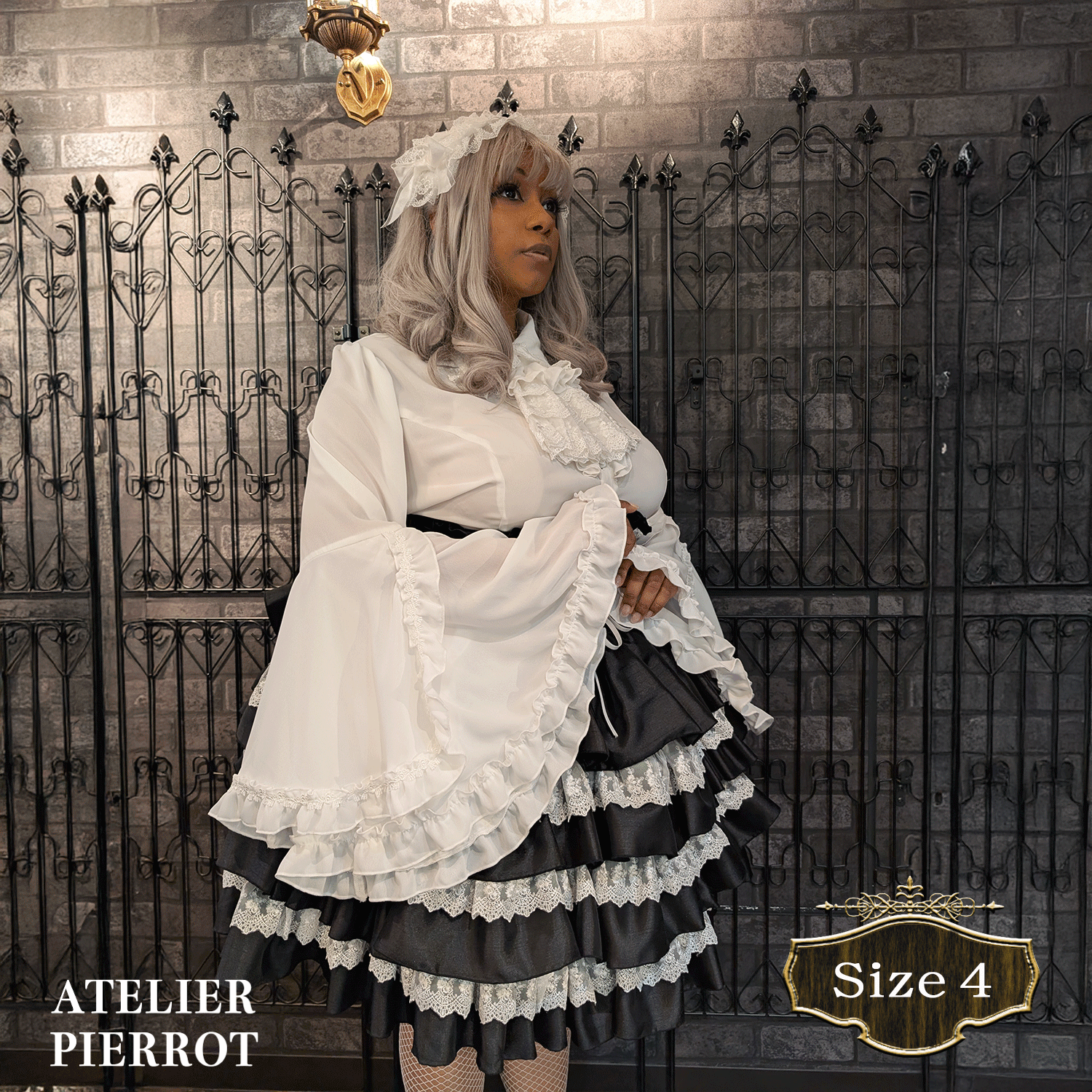【ATELIER PIERROT【Mini Corset Skirt +尺寸白色/波尔多/紫色/海军/黑色×白色/黑色尺寸2 /尺寸3 /尺寸4