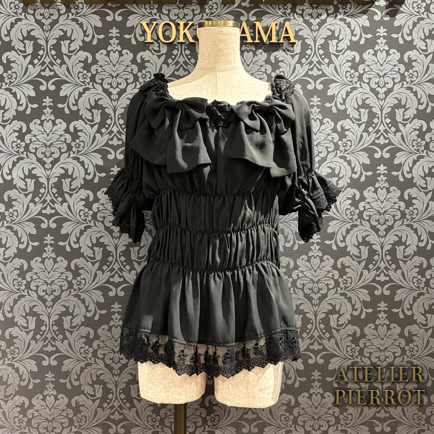 【ATELIER PIERROT】 Twinkle Ribbons Blouse White/Black