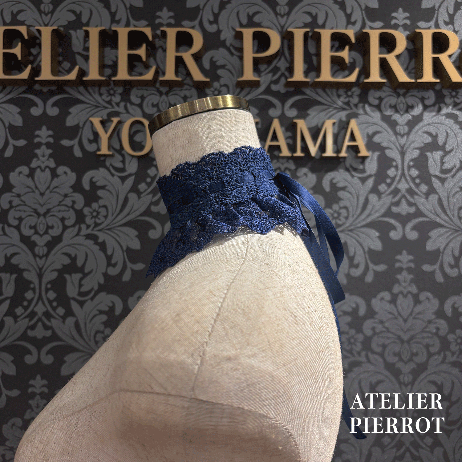 【ATELIER PIERROT】带蕾丝的宽限期螺丝白色/波尔多/紫色/绿色/海军/黑色