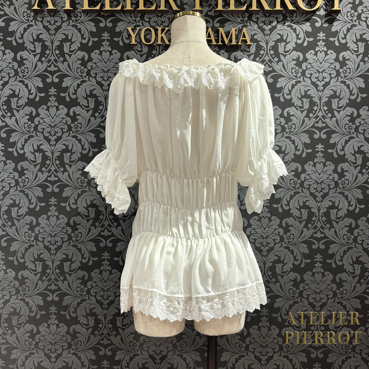 【ATELIER PIERROT】 Twinkle Ribbons Blouse White/Black