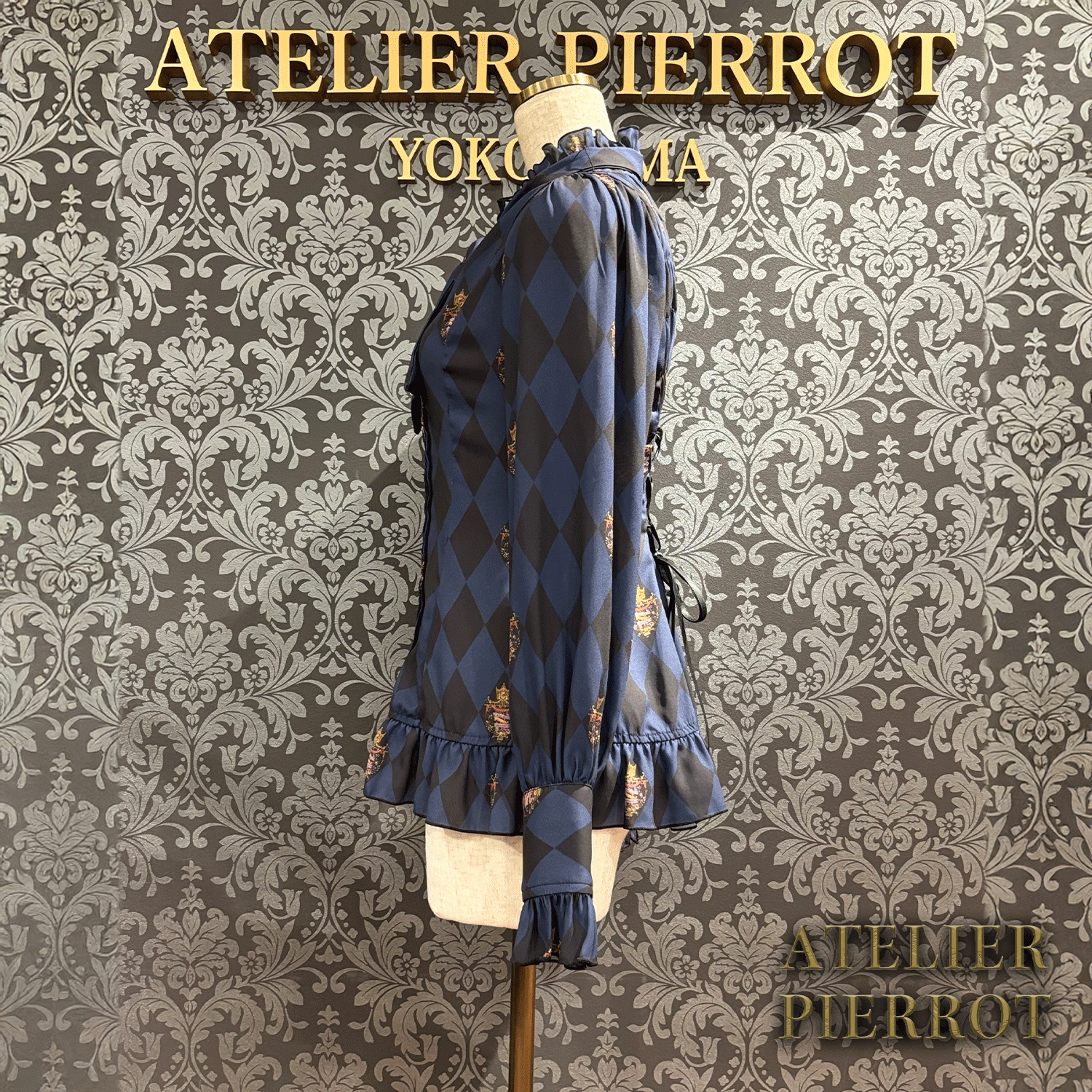 【ATELIER PIERROT“Diamond Circus” Blouse黑色/波尔多/海蓝色