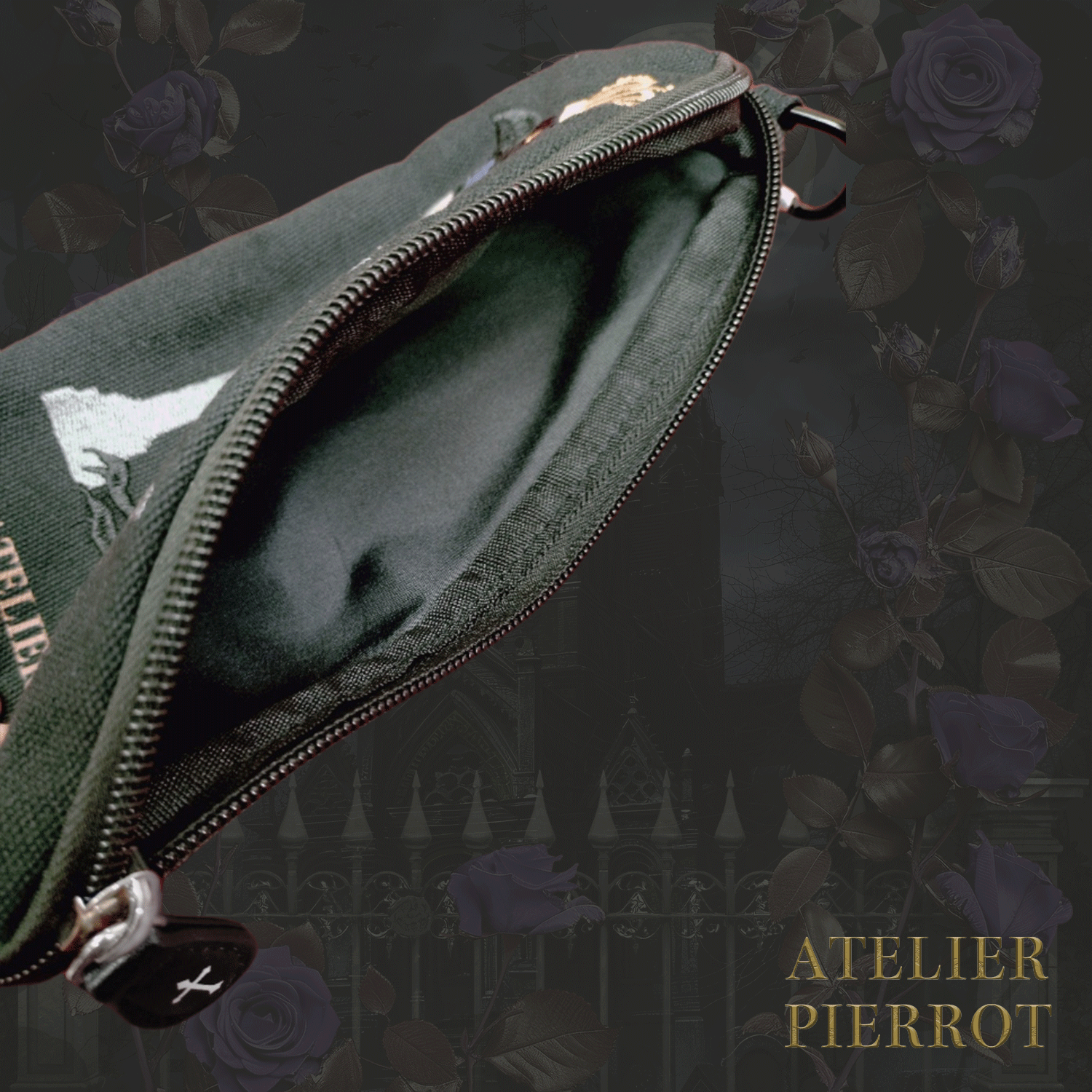 【ATELIER PIERROT"야행성 무덤"코빈 파우치 퍼플/블랙