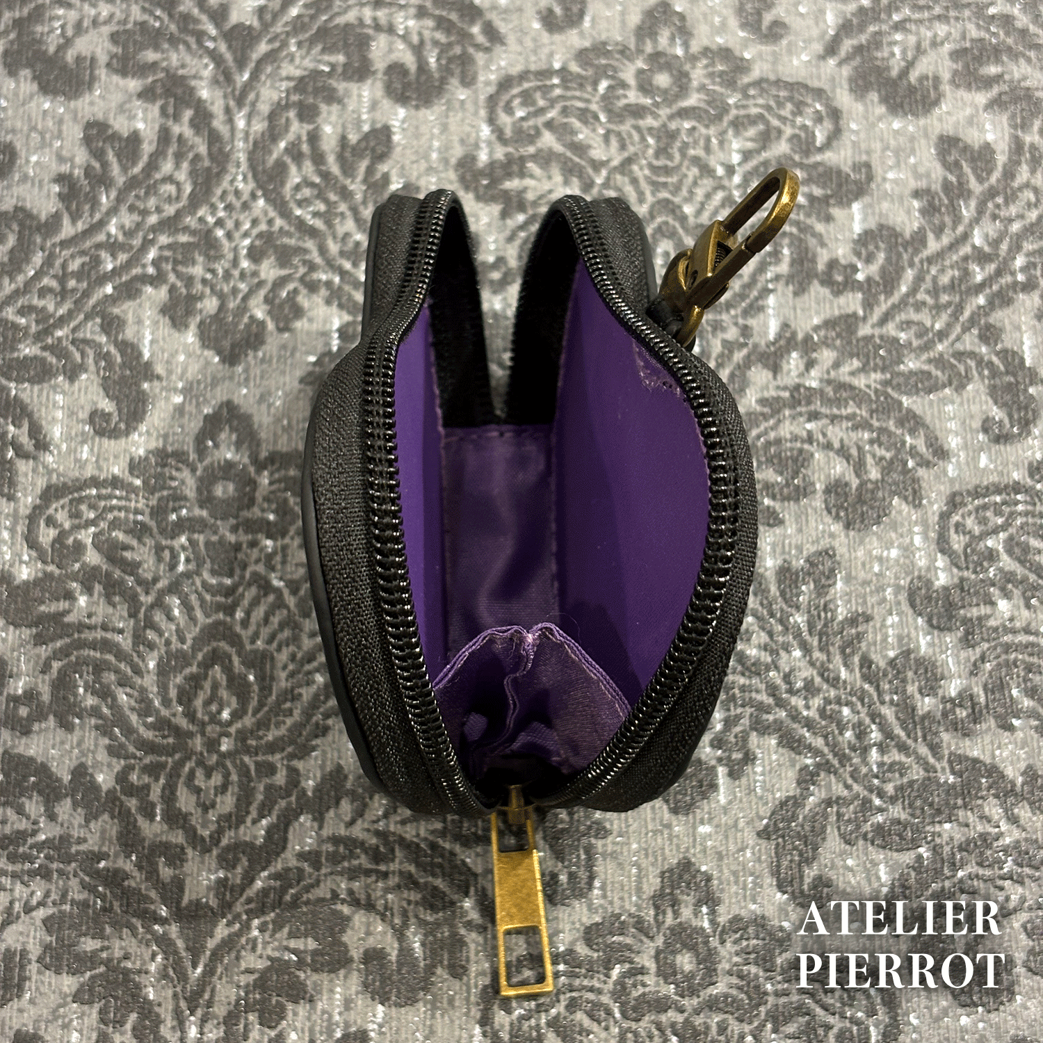 【ATELIER PIERROT】 Pochette a la carte Series Coin Purse~Heart~ パープル/ブラック