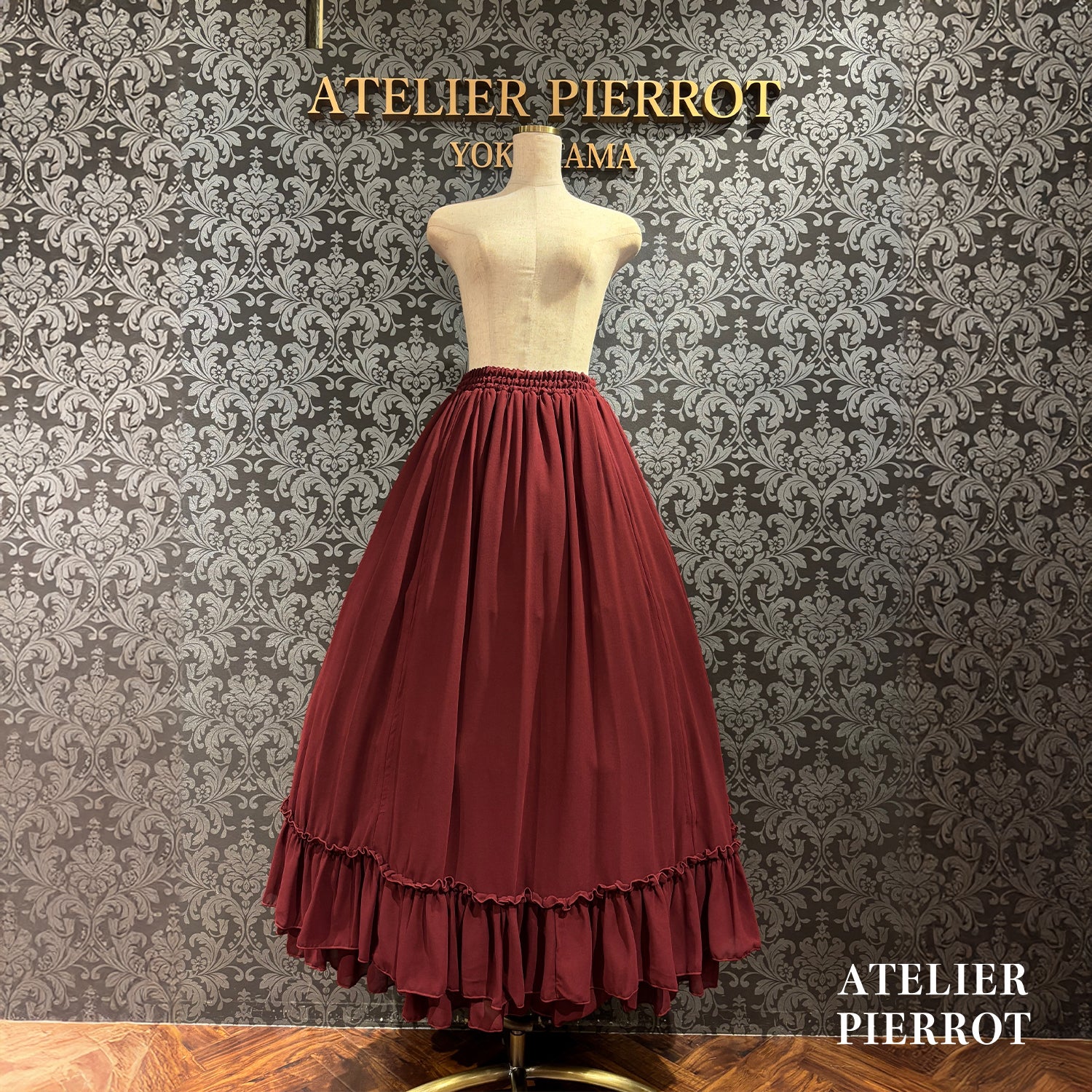 【ATELIER PIERROT】玫瑰裙长白色/波尔多/紫色/黑色
