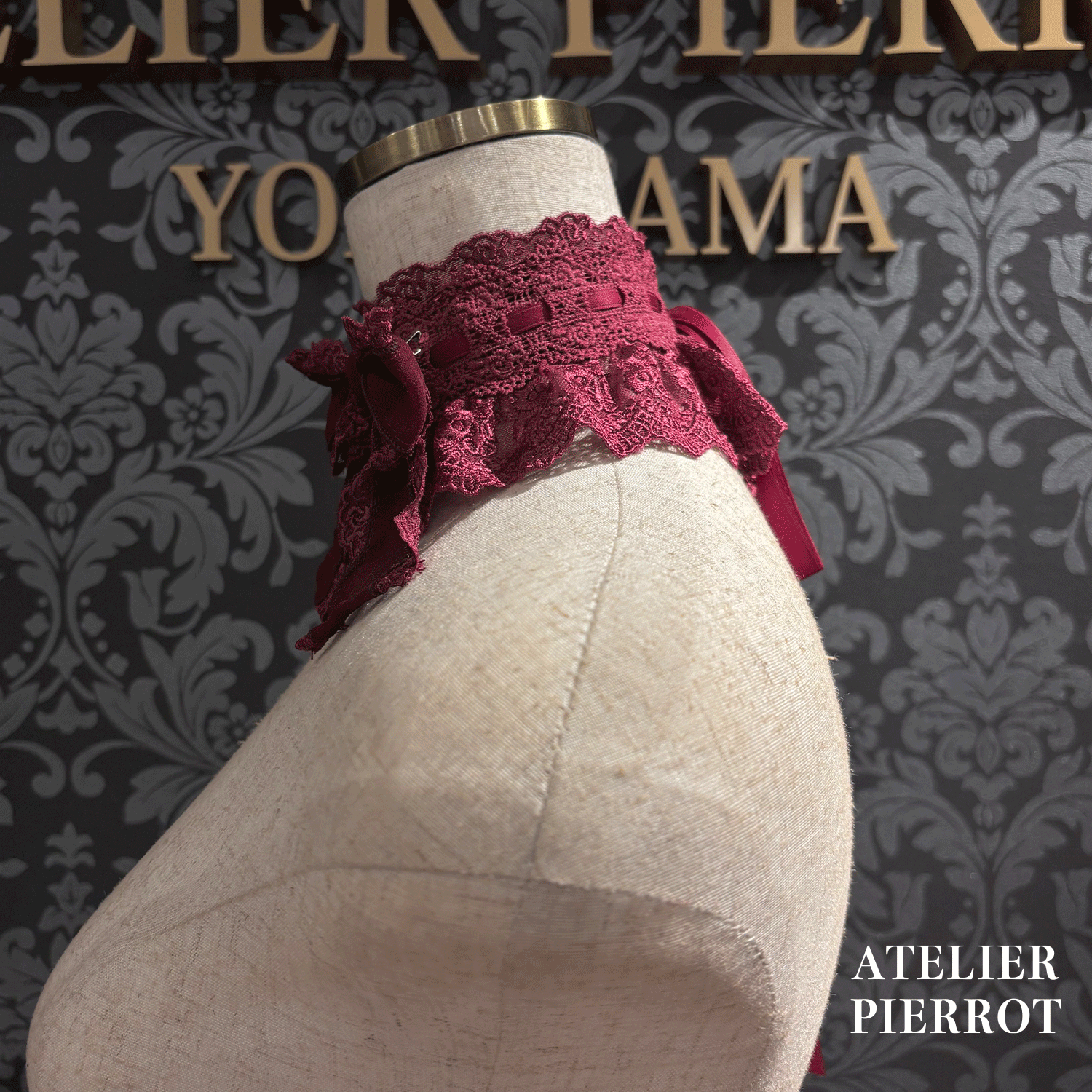 【ATELIER PIERROT】带蕾丝的宽限期螺丝白色/波尔多/紫色/绿色/海军/黑色