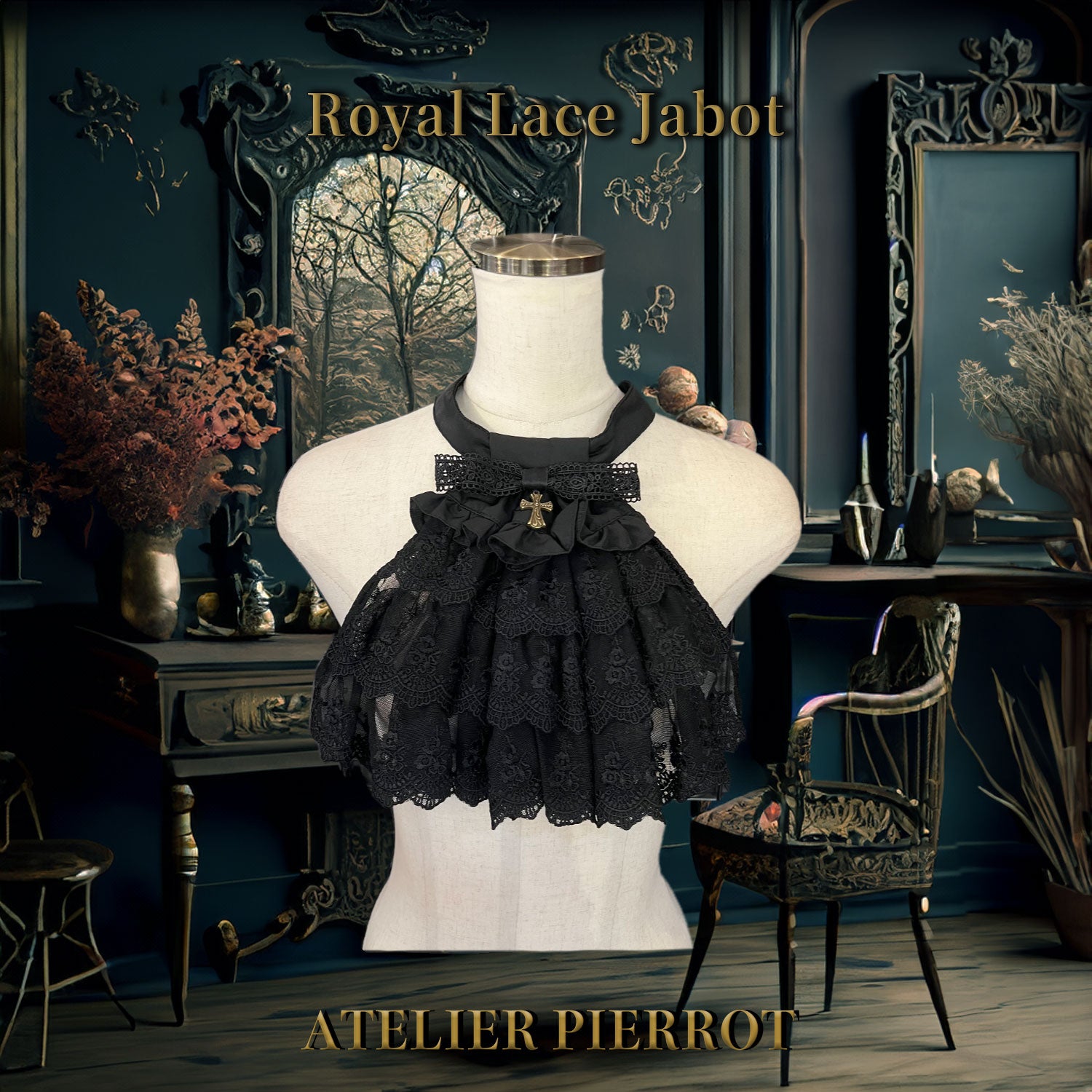 【ATELIER PIERROT】 Royal Lace Jabot White/Black