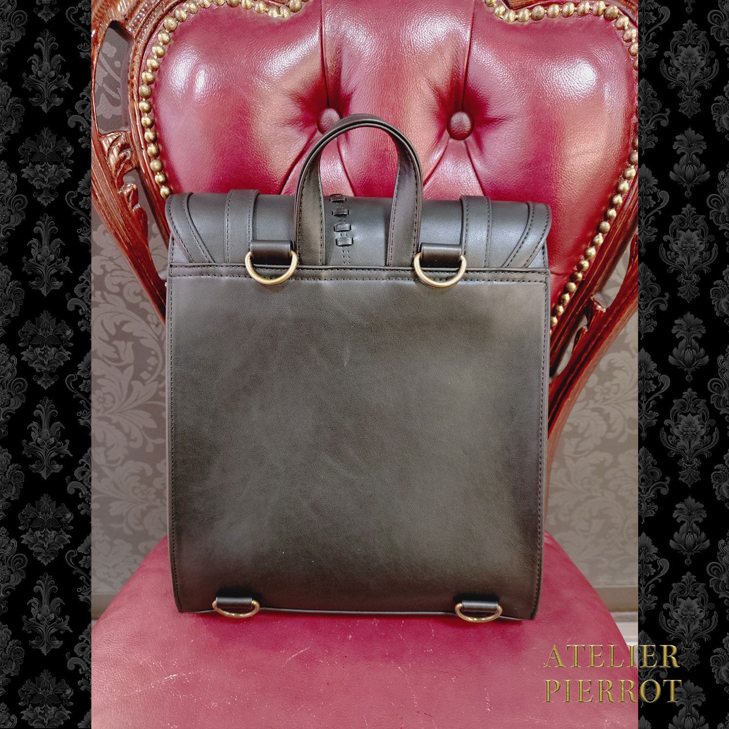 【ATELIER PIERROT】 “Nocturnal Grave”Mended Satchel ボルドー/ネイビー/ブラック