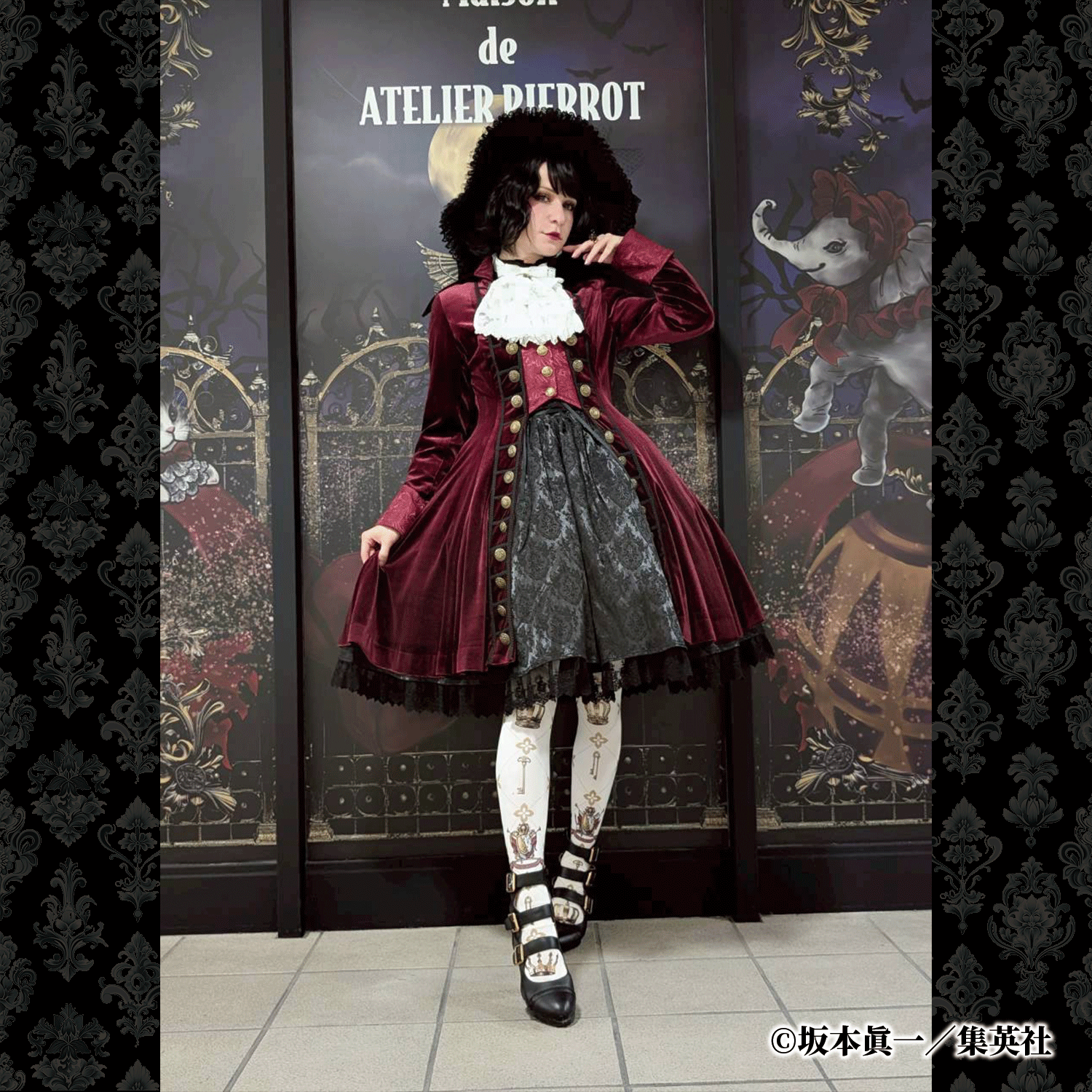 【ATELIER PIERROT】 「 イノサン 」 ロングジャケット 赤 ( 刺繍あり ) /青( 刺繍なし ) /黒 ( 刺繍なし )