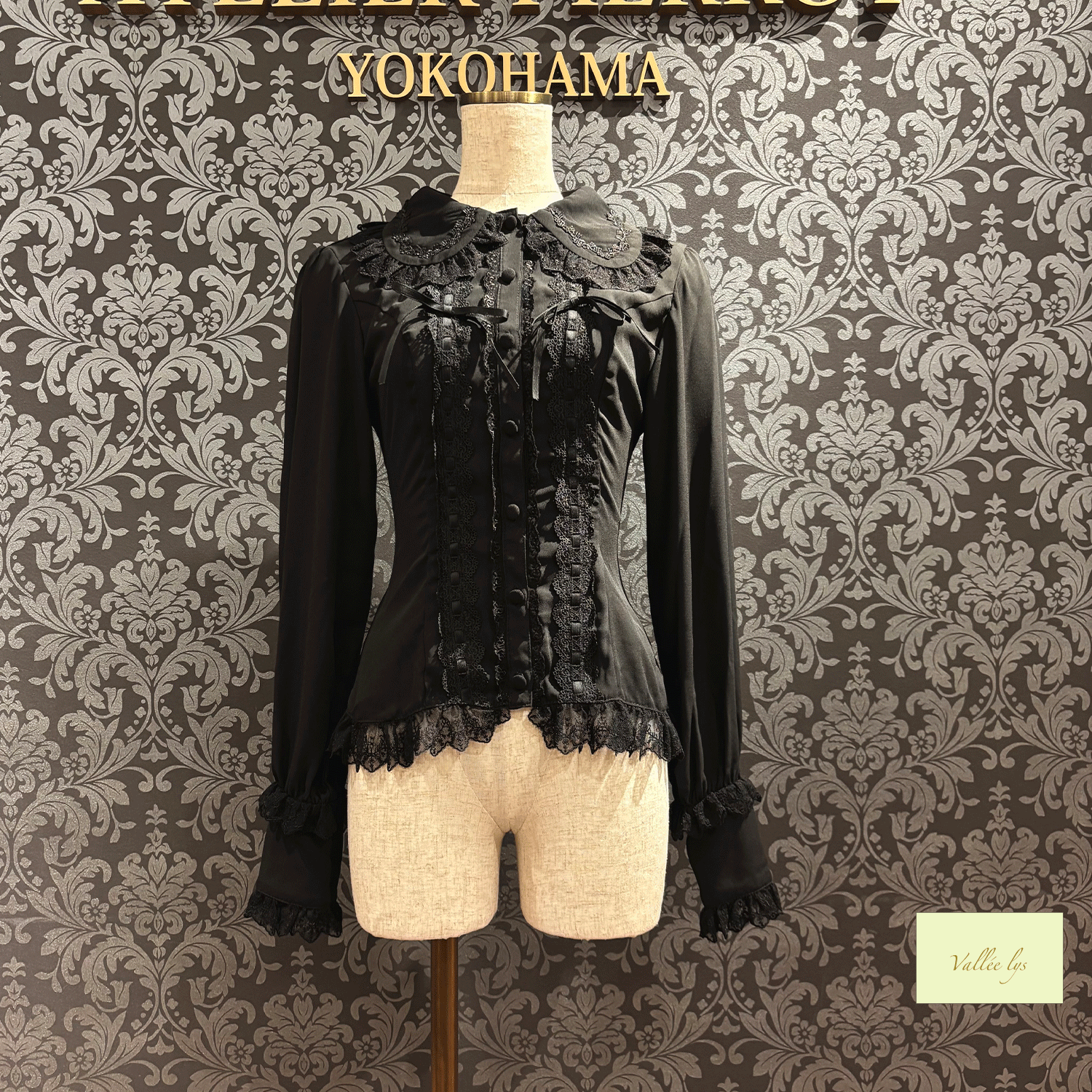 【Vallée lys】ヴァレリス Dreams Ladder Lace Long Sleeved Blouse ホワイト/ブラック×ホワイト/ブラック×ボルドー/ブラック×ネイビー/ブラック ★8月下旬発売★