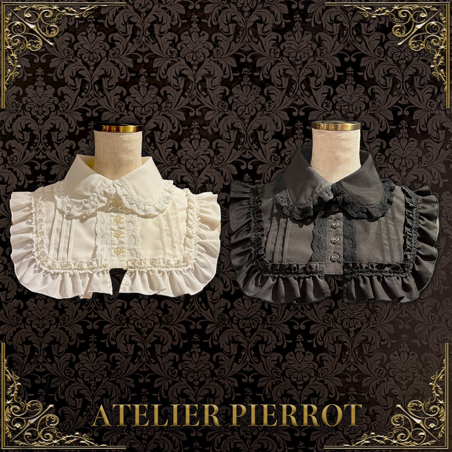 ATELIER PIERROT】 つけ襟/丸襟 ホワイト/ブラック｜ATELIER-PIERROT