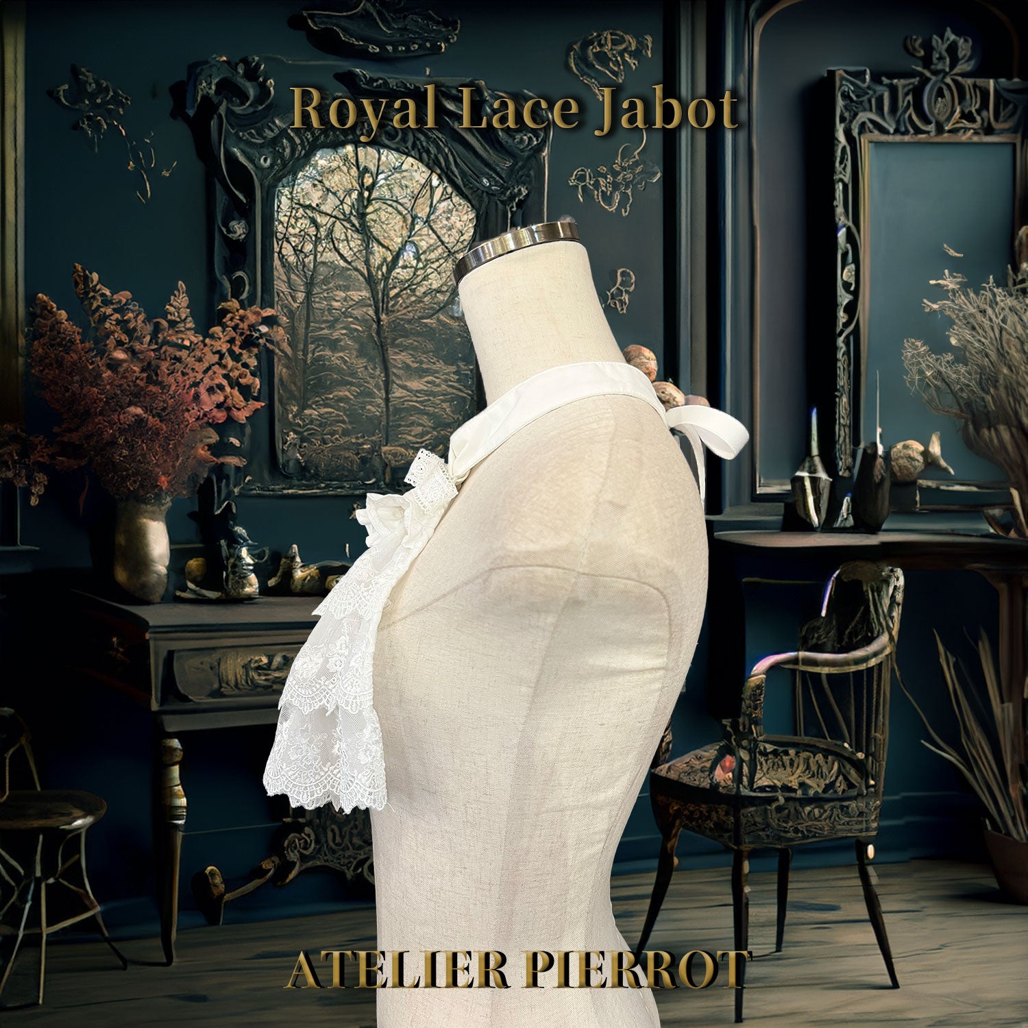 【ATELIER PIERROT】 Royal Lace Jabot White/Black
