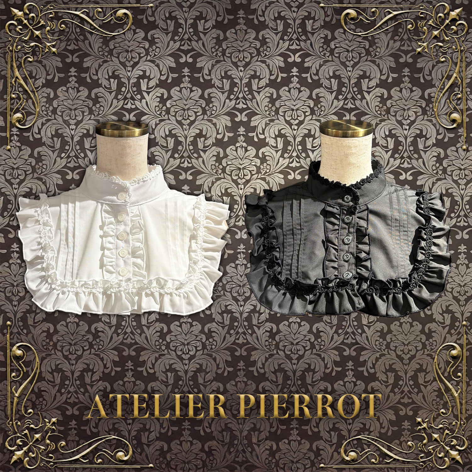 ATELIER PIERROT】 つけ襟/立ち襟 ホワイト/ブラック｜ATELIER-PIERROT