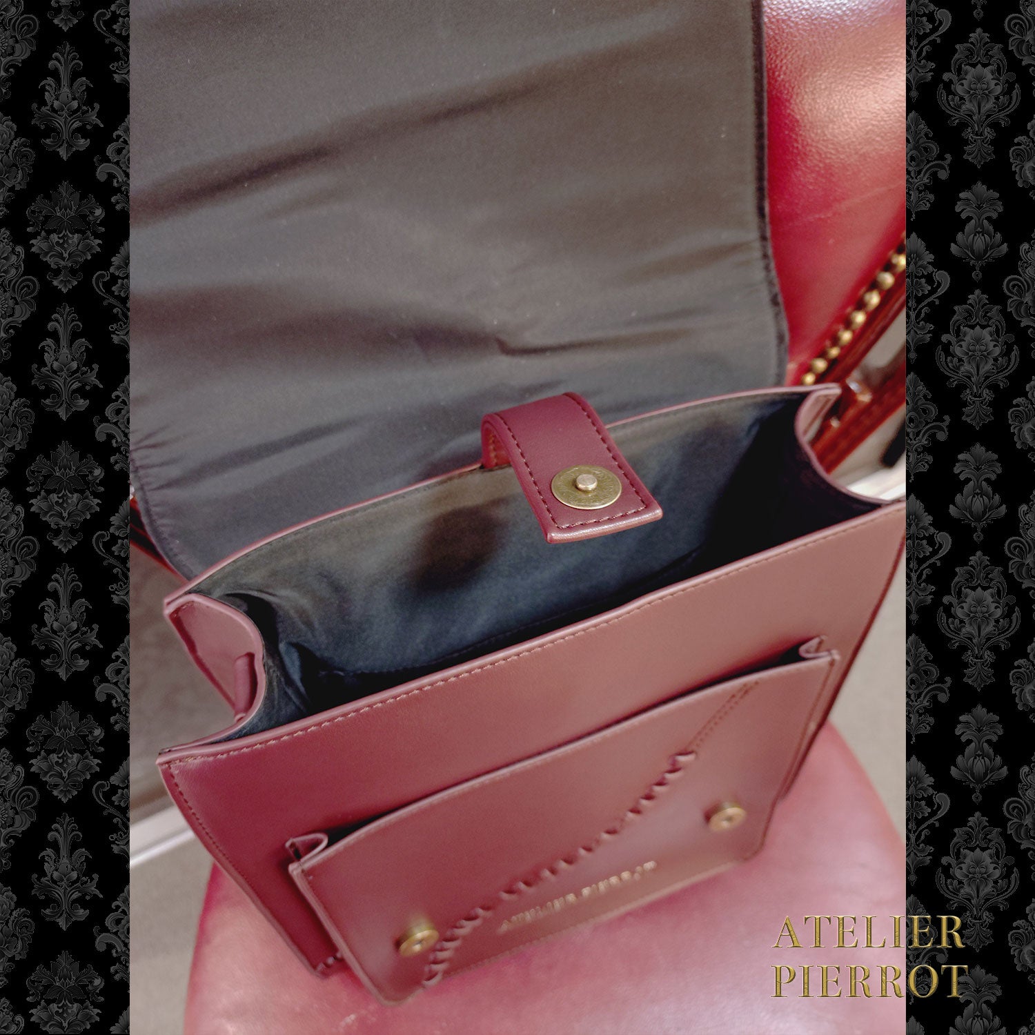 【ATELIER PIERROT】 “Nocturnal Grave”Mended Satchel ボルドー/ネイビー/ブラック
