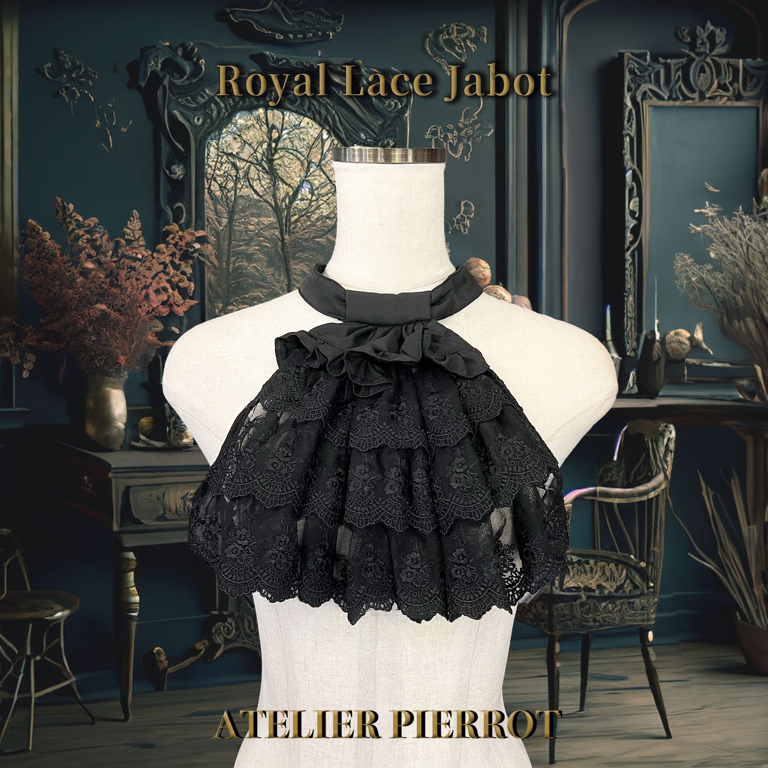 【ATELIER PIERROT】 Royal Lace Jabot White/Black