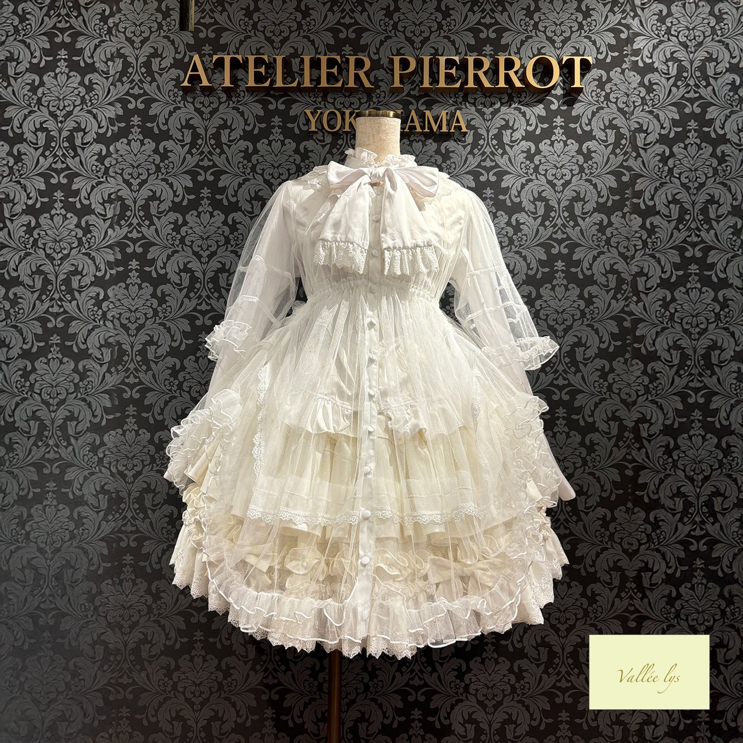 【Vallée lys】ヴァレリス Nocturne Sheer Tulle Dress ホワイト/ピンク/グレー/ボルドー/パープル/ブラック