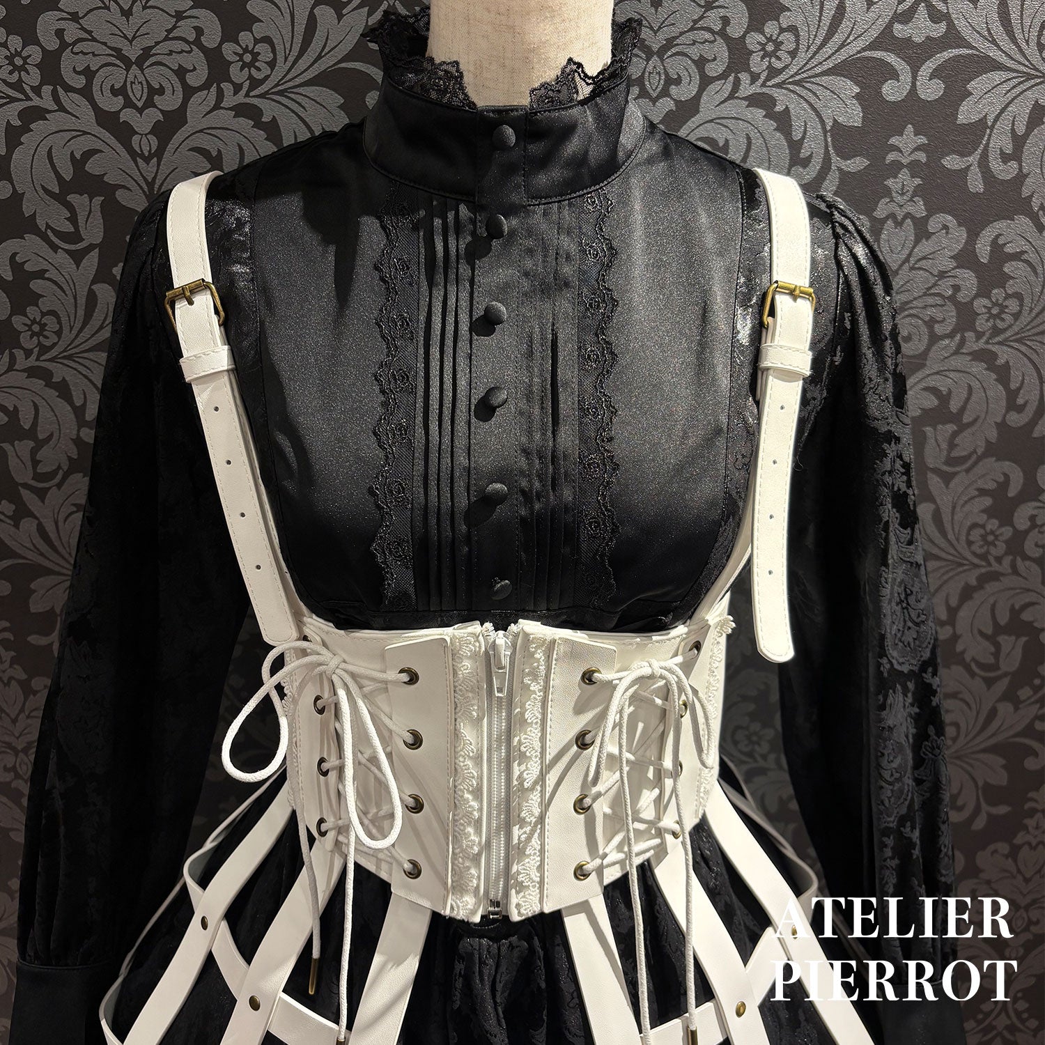 【ATELIER PIERROT】 Baroque Cage Corset Harness White/Black★Released mid-late September ★