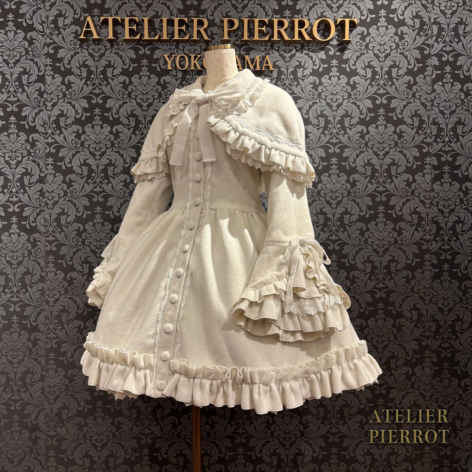 【ATELIER PIERROT】 Fleur d'Hiver Coat White/Bordeaux/Navy/Black★Released from late October to early November★