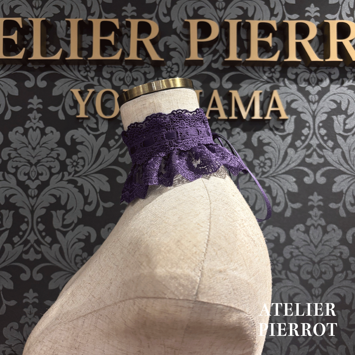 【ATELIER PIERROTLACE GRACE Choker White/Bordeaux/Purple/Green/Navy/Black★5 월 말에 출시되었습니다★