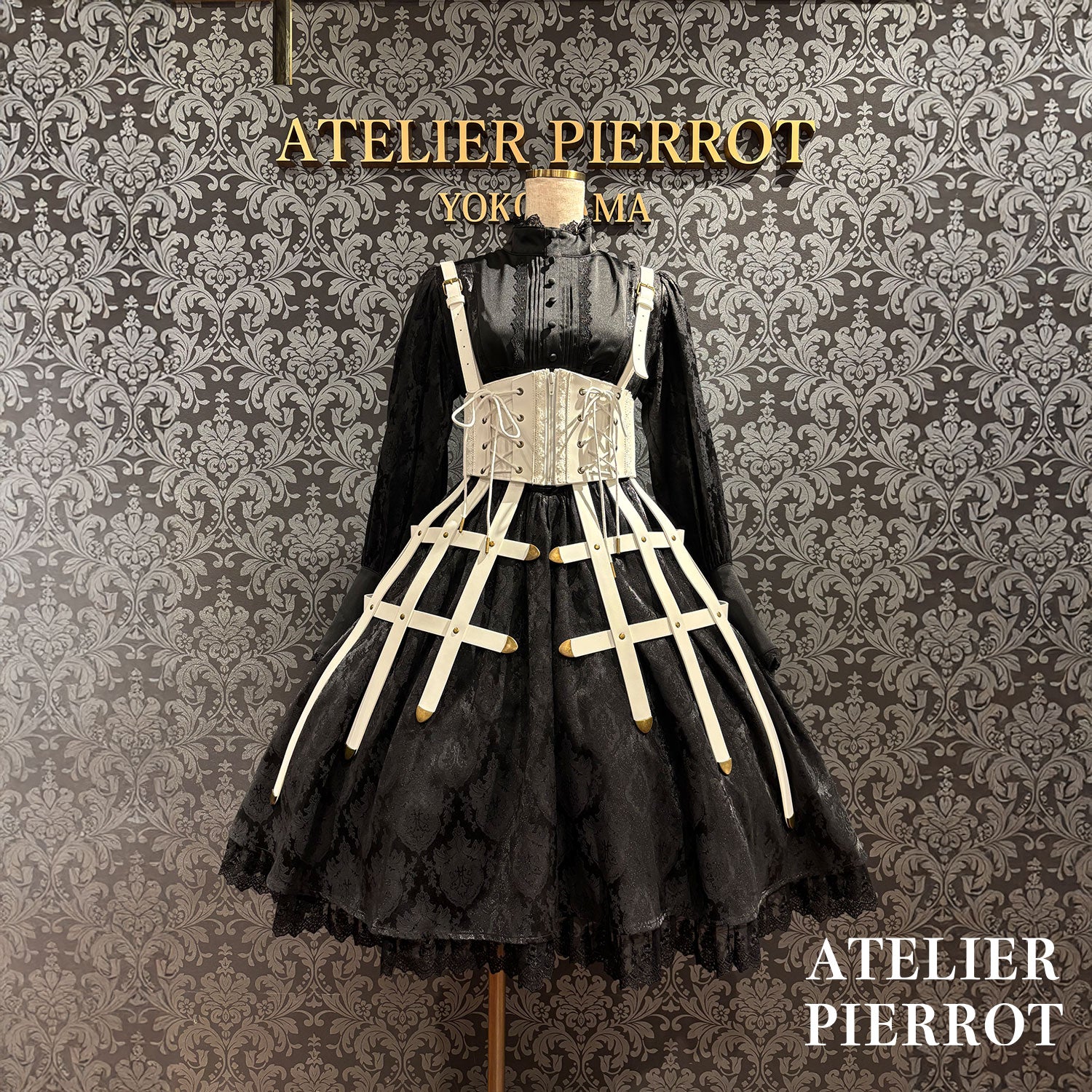 【ATELIER PIERROT】 Baroque Cage Corset Harness White/Black★Released mid-late September ★