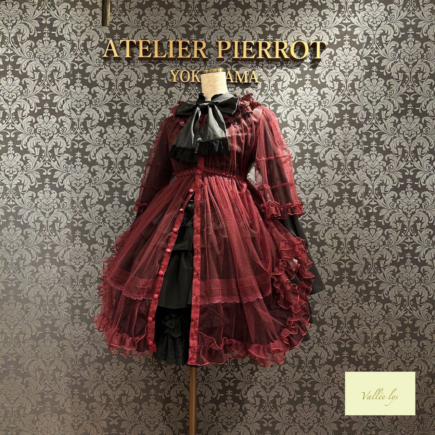 【Vallée lys】ヴァレリス Nocturne Sheer Tulle Dress ホワイト/ピンク/グレー/ボルドー/パープル/ブラック