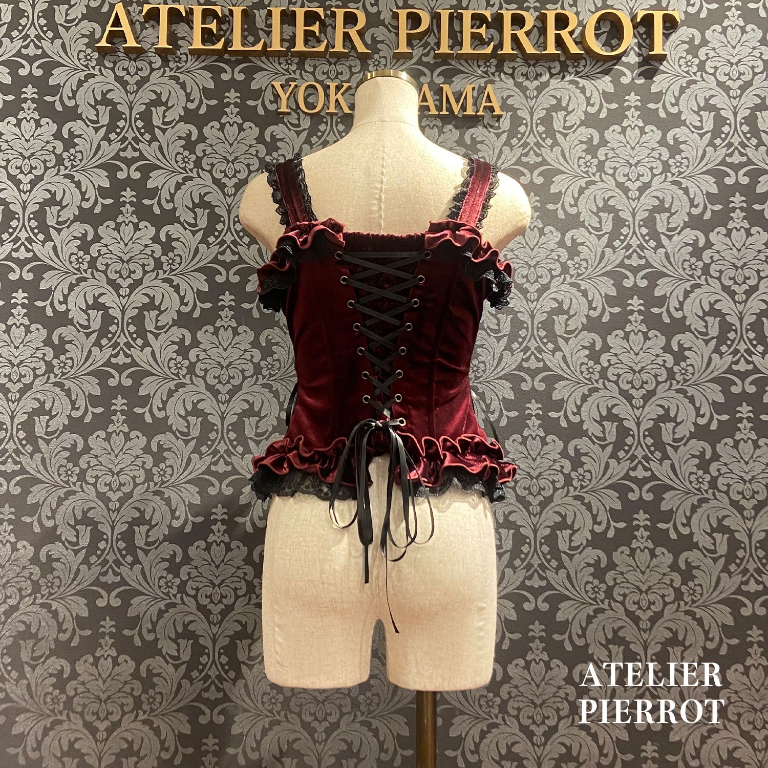 【ATELIER PIERROTAdenophora 레이스 업 Camisole Bordeaux/Navy/Black★10 월 초에서 중순까지 출시 될 예정입니다★
