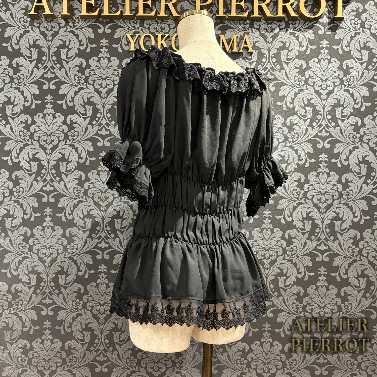 【ATELIER PIERROT】 Twinkle Ribbons Blouse White/Black