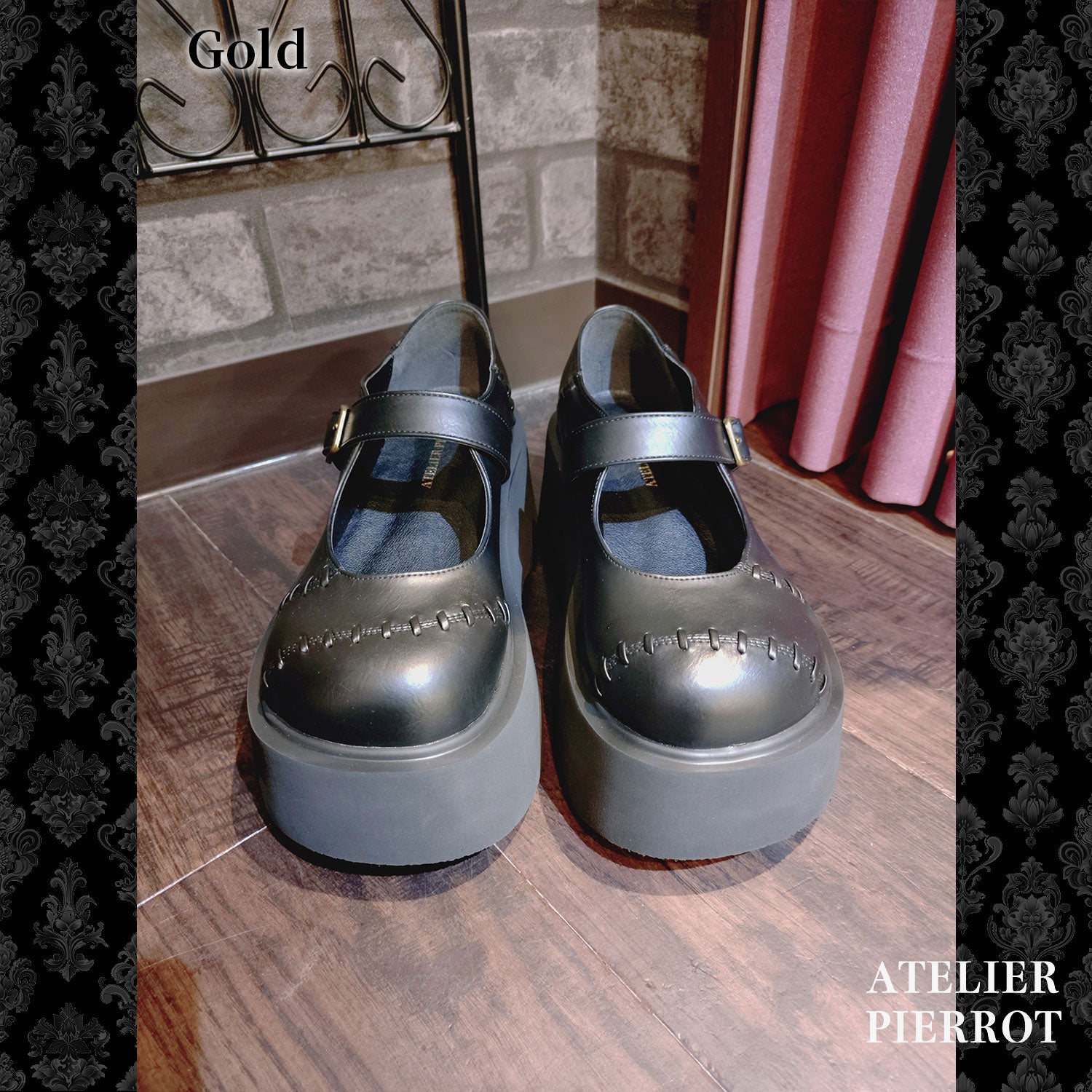【ATELIER PIERROT】“夜間墳墓”蝙蝠翼梅德鞋金/黑色S/M/L/XL