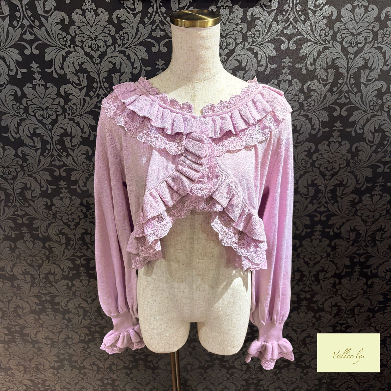 【Vallée lys】ヴァレリス Pale Sonata Cardigan アイボリー/ラベンダー/ブラック