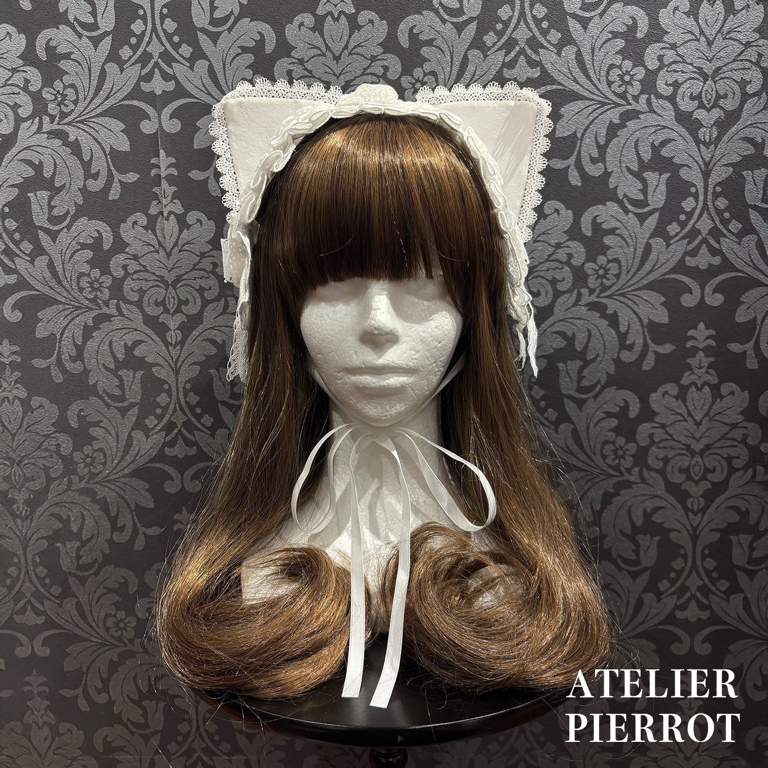 【ATELIER PIERROT】 Mimi de Chat Lace Headdress ホワイト/ブラック×ホワイト/ブラック