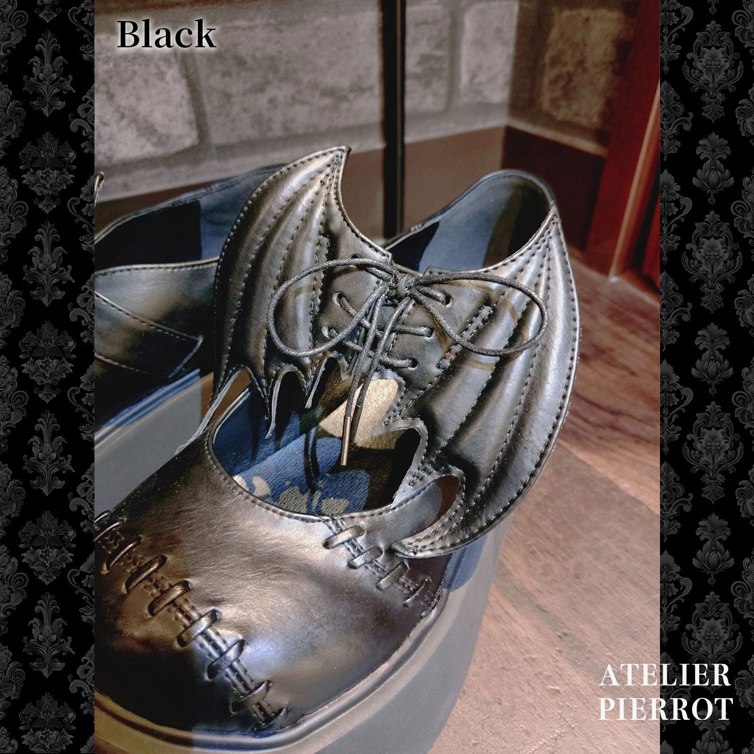 【ATELIER PIERROT】 "Nocturnal Grave" Batwing Mentiding Shoes Gold / Black S / M / L / XL