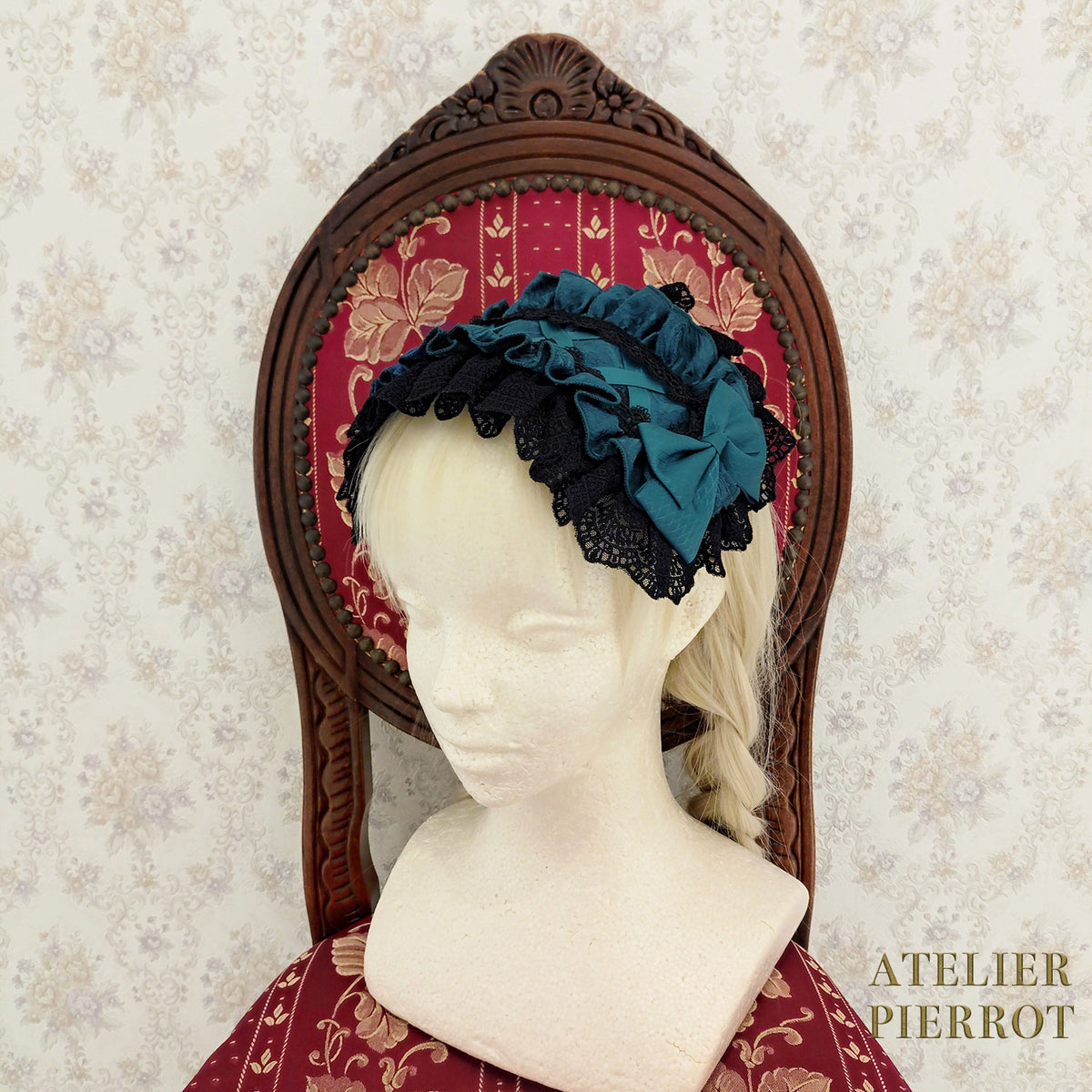 【ATELIER PIERROT】 Royal Nocturne Headdress ホワイト/ピンク/ワイン/グリーン/ネイビー/ブラック
