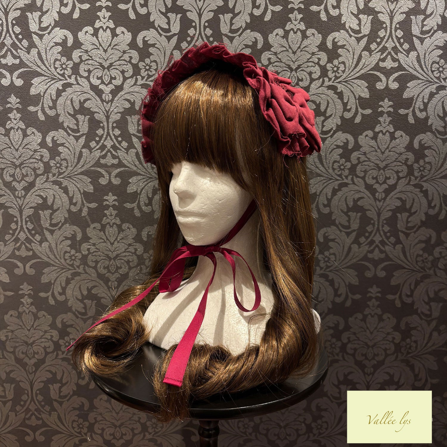 【Vallée lys】ヴァレリス Nonette -Gauze-Headdress ボルドー/グレー/ブラック ★11月下旬~12月上旬発売★