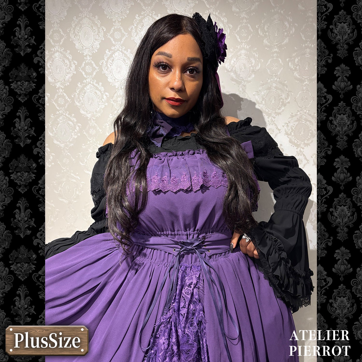 【ATELIER PIERROT】 ★ご予約受付中★ Cathedral Veil Jumper Skirt ホワイト/ボルドー/パープル/ネイビー/ブラック プラスサイズ