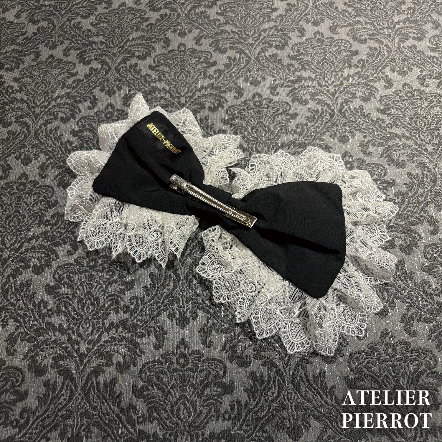 【ATELIER PIERROT】 Sweet Lace Ribbon Headband ホワイト/ボルドー/ブラック×ホワイト/ブラック